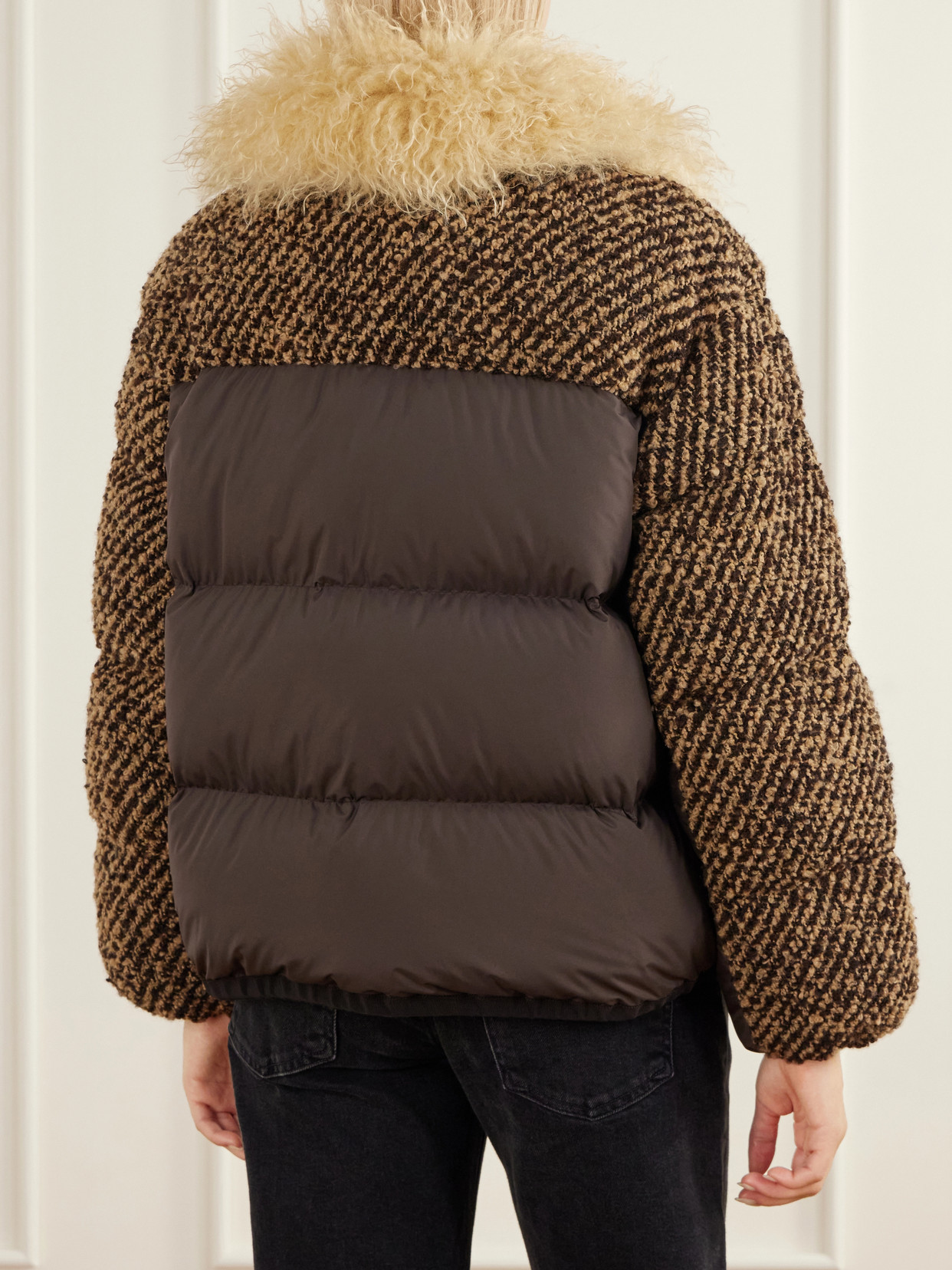 Dynamique Plush-Trimmed Bouclé Quilted Down Jacket