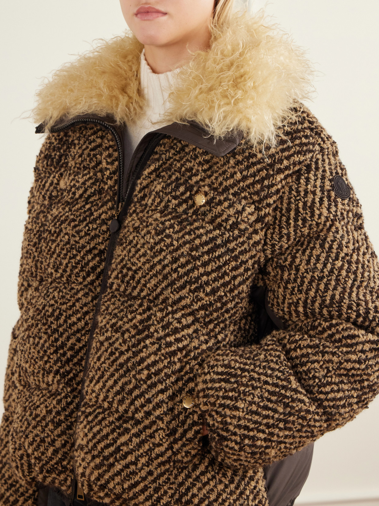 Dynamique Plush-Trimmed Bouclé Quilted Down Jacket