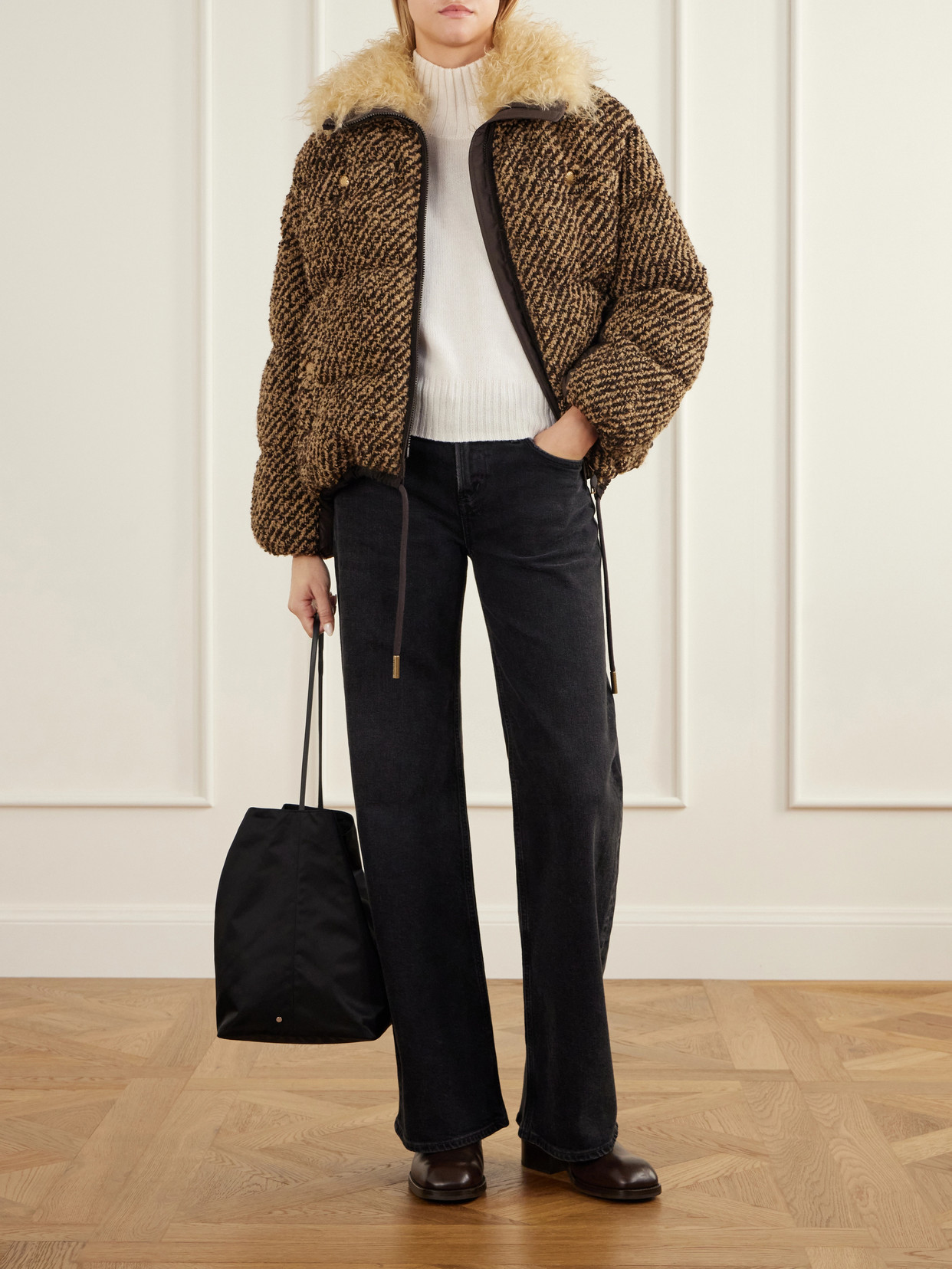 Dynamique Plush-Trimmed Bouclé Quilted Down Jacket