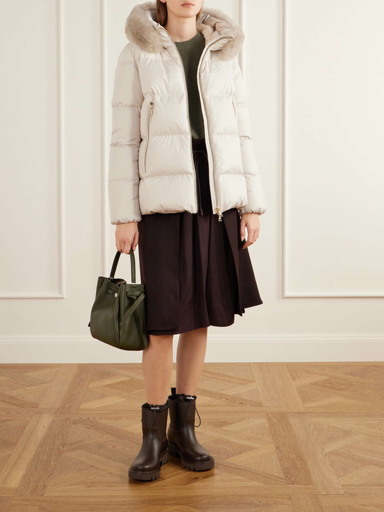 Laichefur Plush-Trimmed Shell Quilted Down Jacket