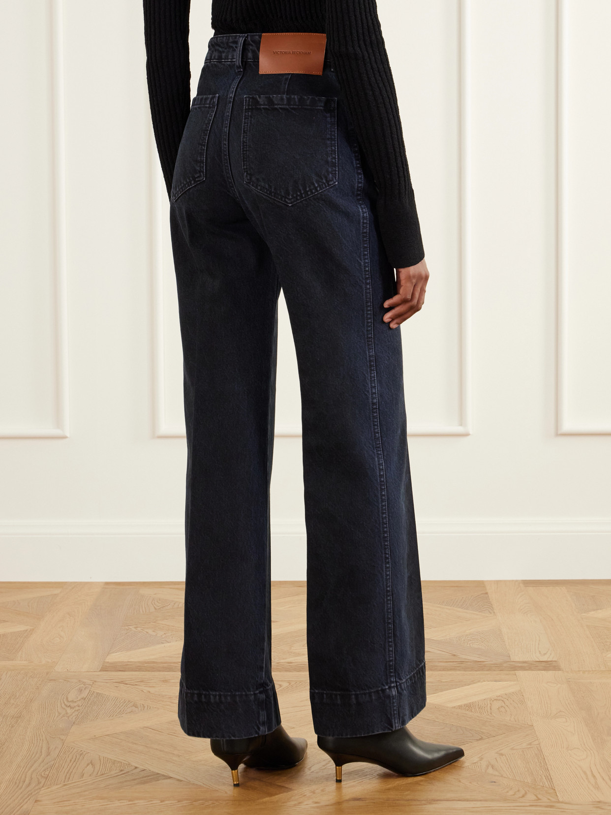 Alina Logo-Embroidered High-Rise Flared Jeans