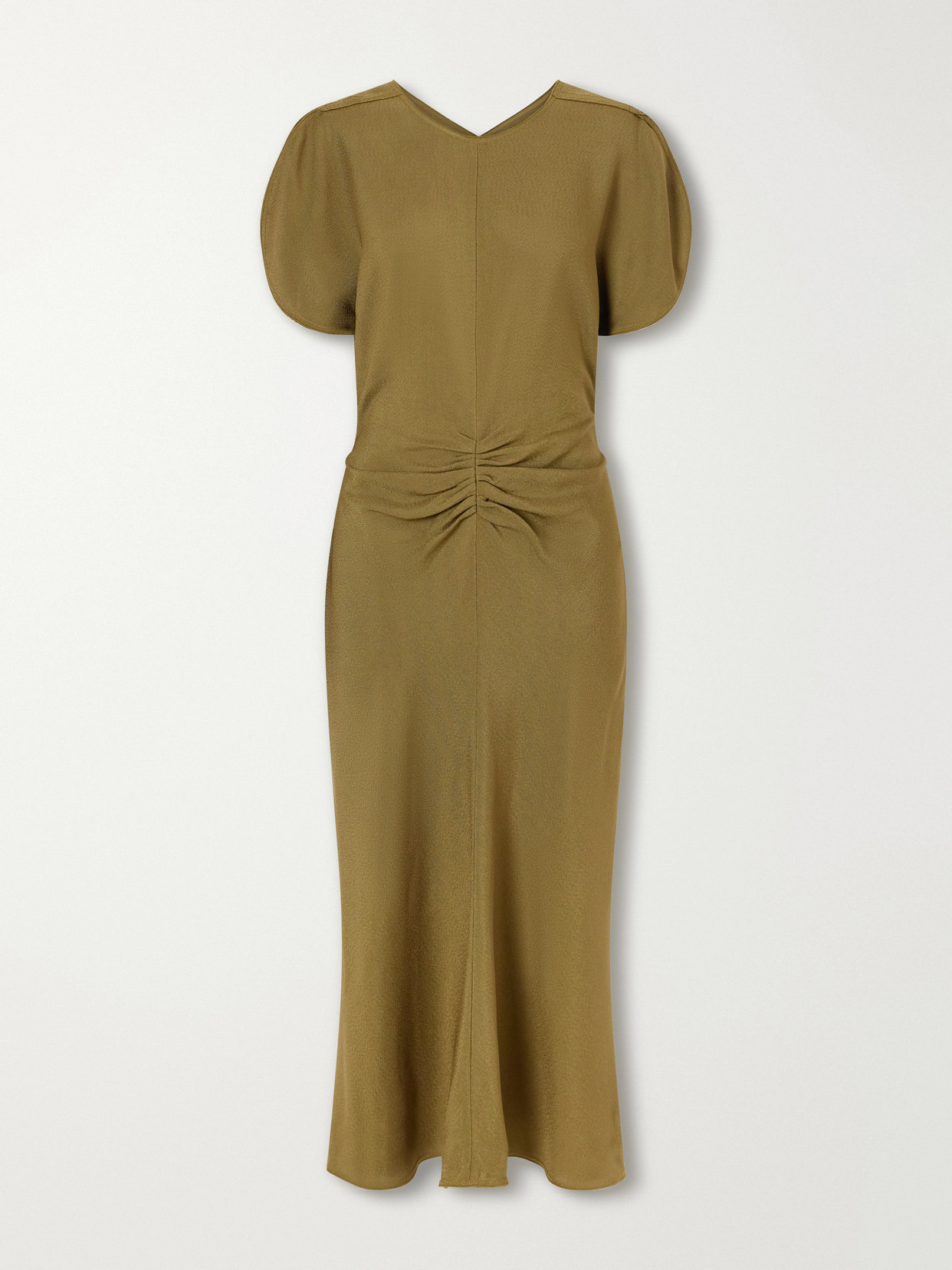 Victoria Beckham Bela Gathered Midi Dress In Green