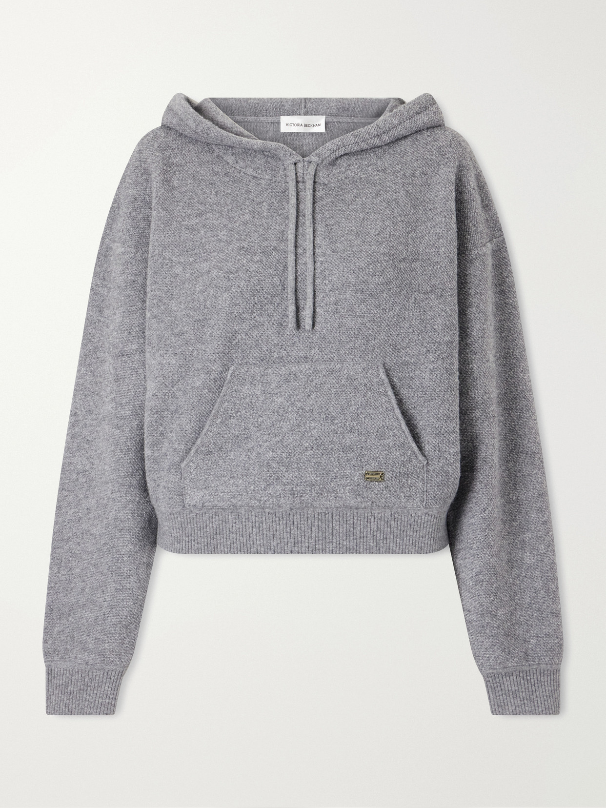 Victoria Beckham Lana Stretch Wool And Cashmere-blend Hoodie In Gray