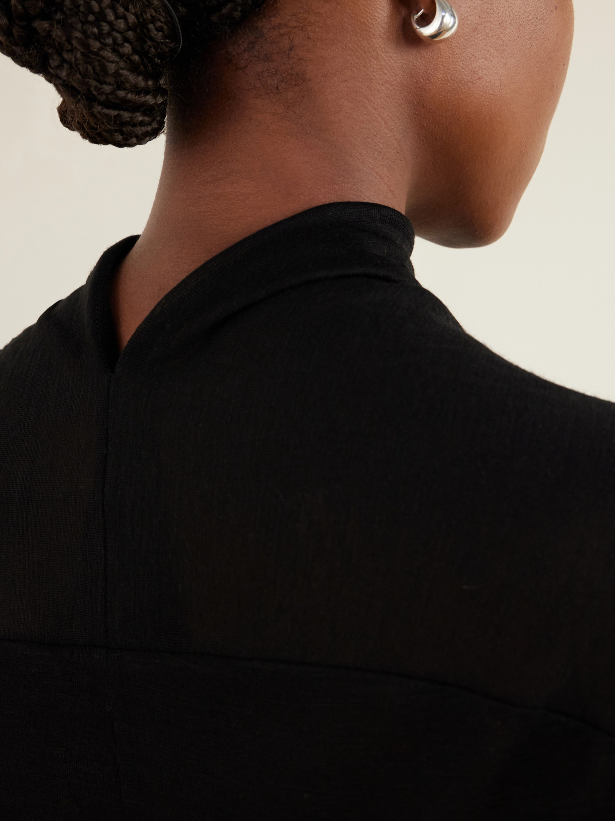 Victoria Beckham Gathered Stretch-jersey Blouse In Black