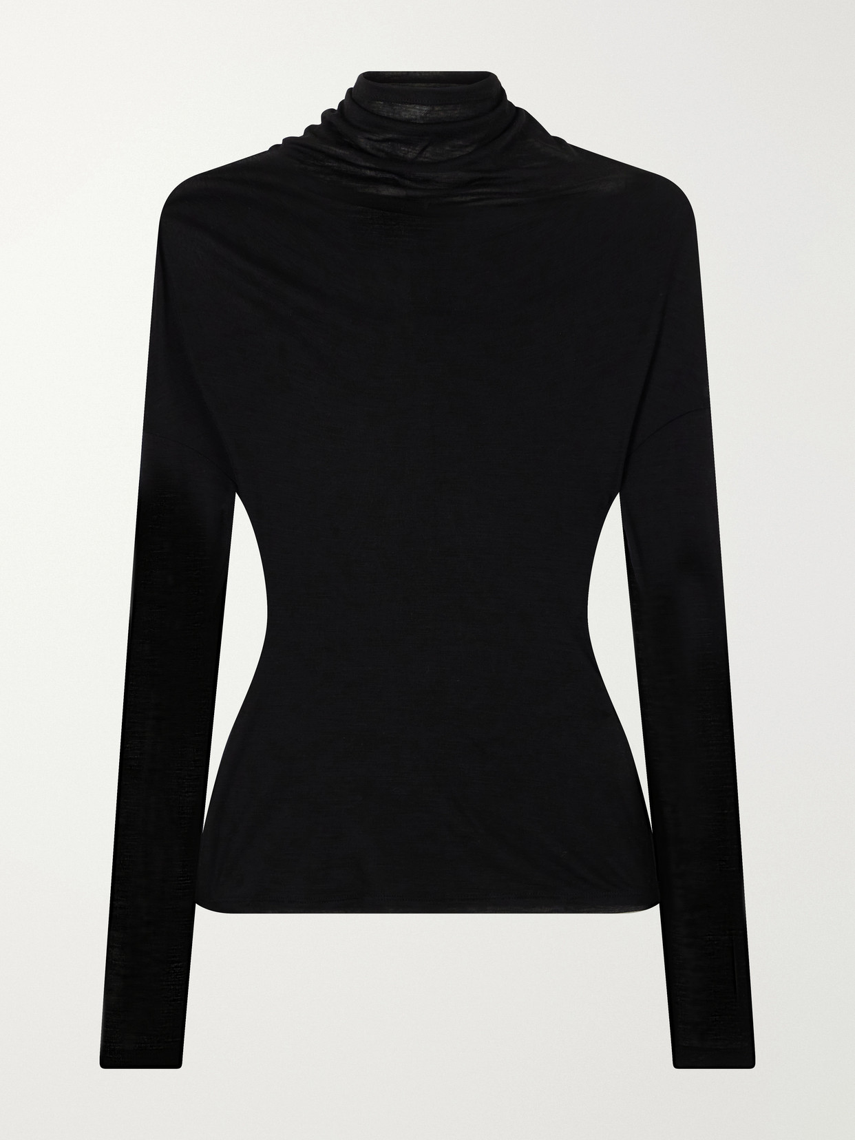 Victoria Beckham Gathered Stretch-jersey Blouse In Black