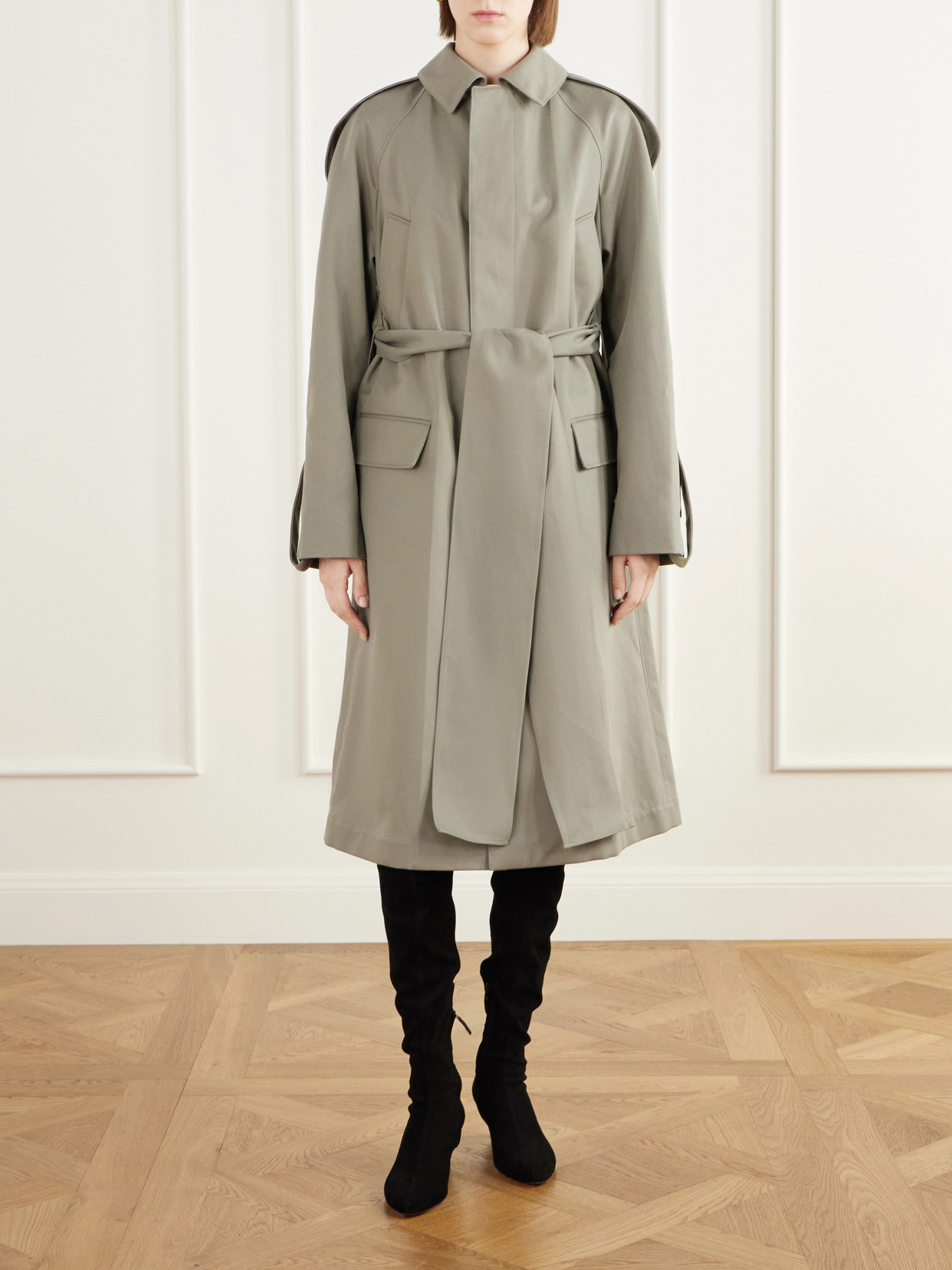 Belted Cotton-Gabardine Trench Coat