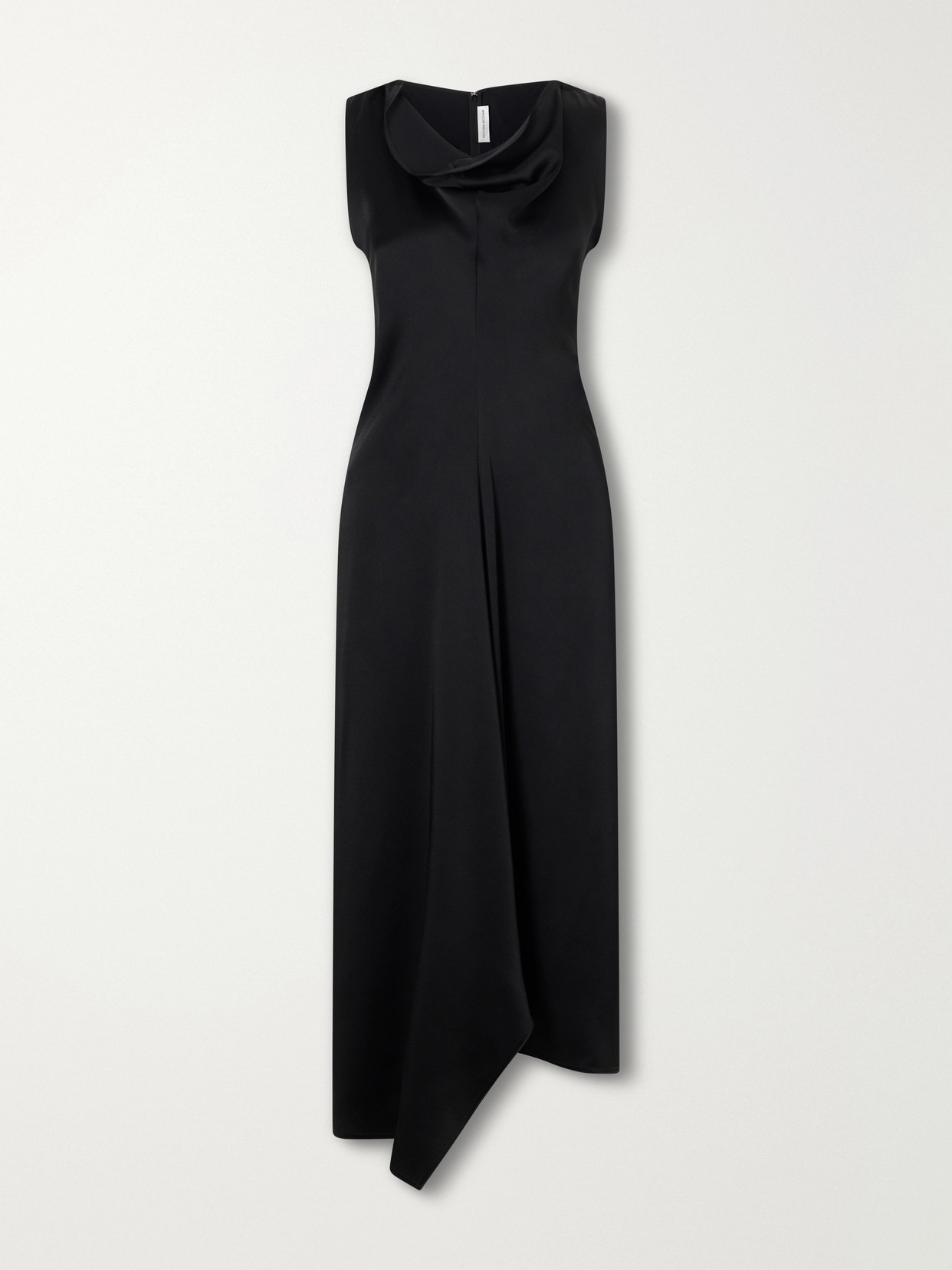 Victoria Beckham Draped Satin Midi Dress In Black
