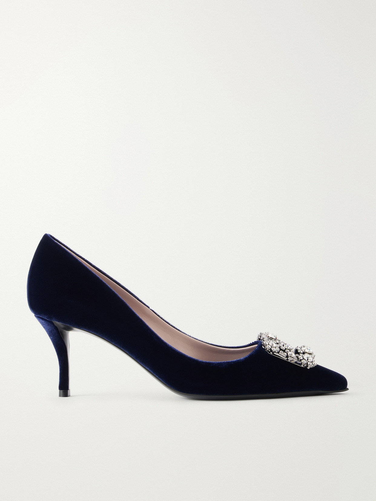 Flower Strass 65 Crystal-Embellished Velvet Pump