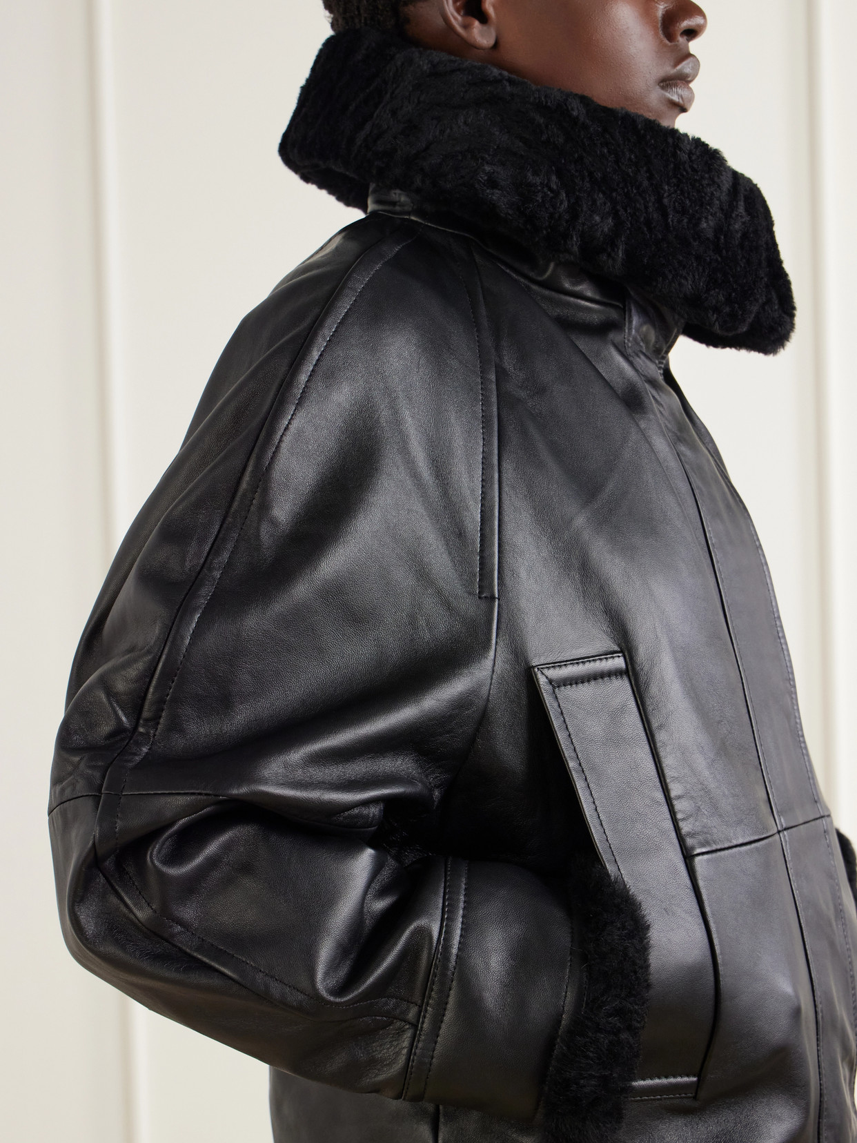 Salve Belted Plush-Trimmed Jacket