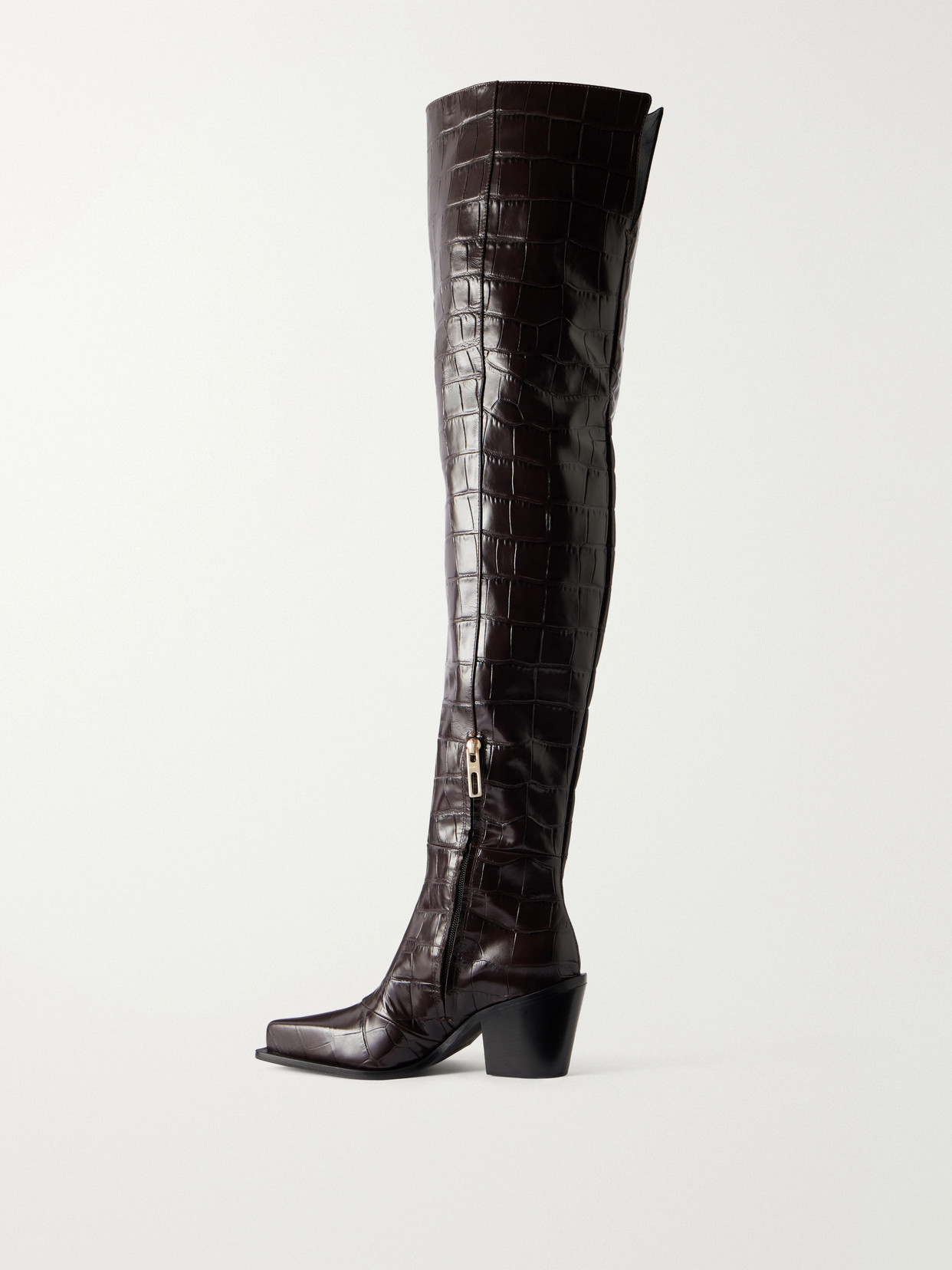 Zuppa 70 Croc-Effect Leather Over-The-Knee Boots