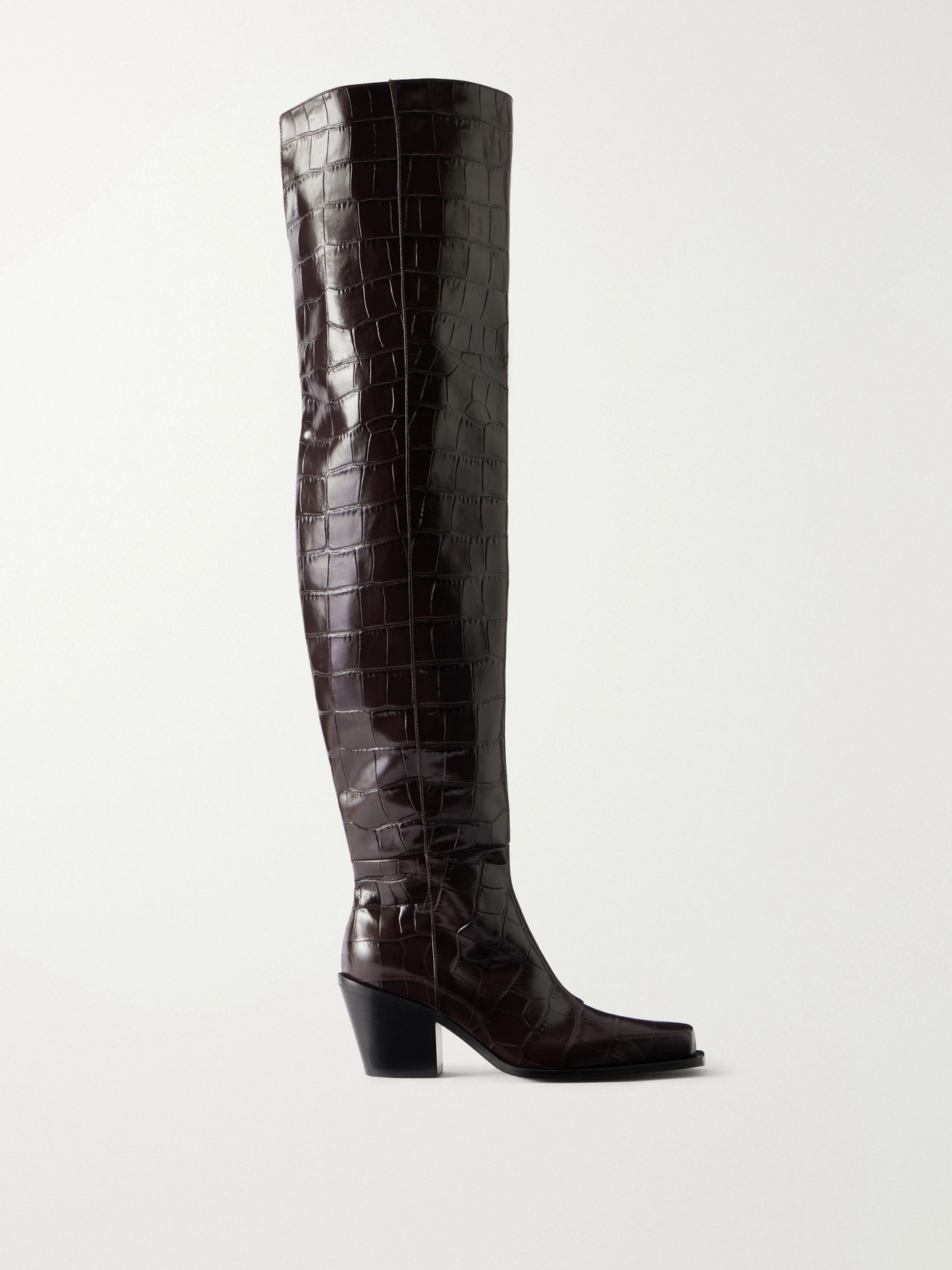 Zuppa 70 Croc-Effect Leather Over-The-Knee Boots
