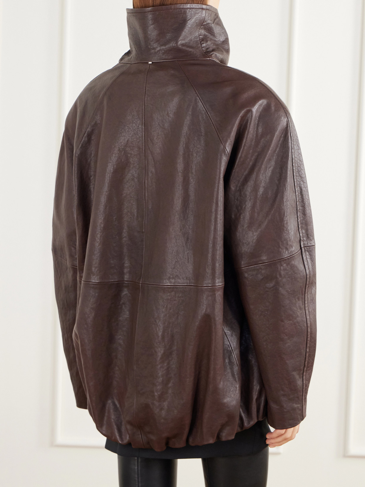 Salaggio Funnel-Neck Paneled Hammered And Glossed Jacket