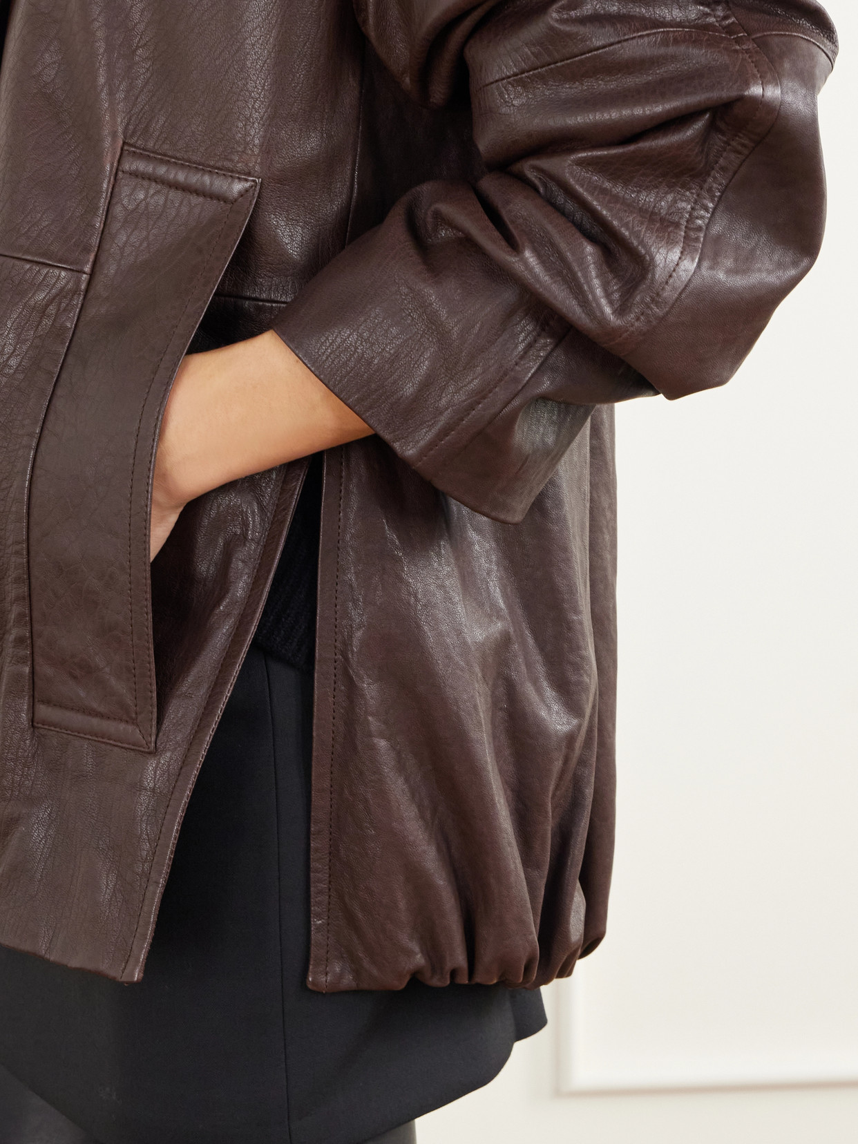 Salaggio Funnel-Neck Paneled Hammered And Glossed Jacket