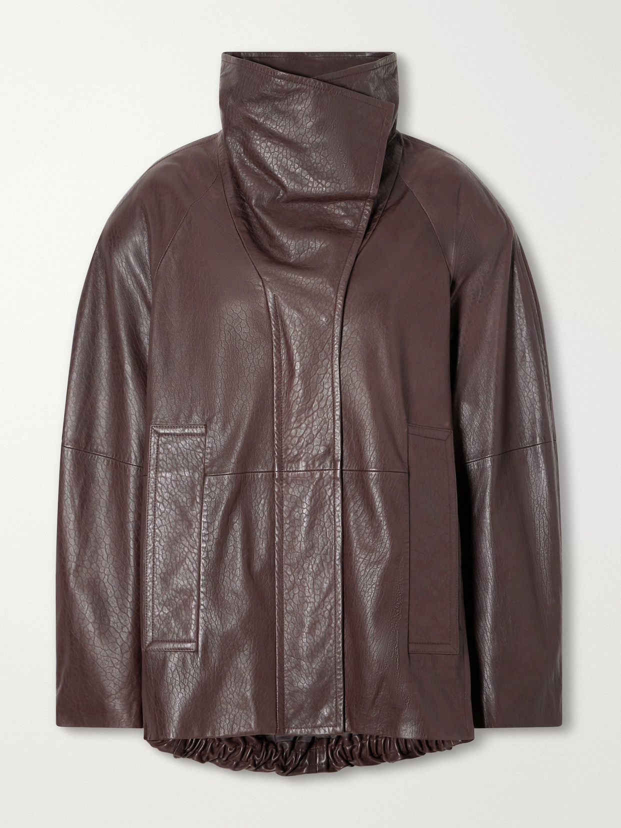 Salaggio Funnel-Neck Paneled Hammered And Glossed Jacket