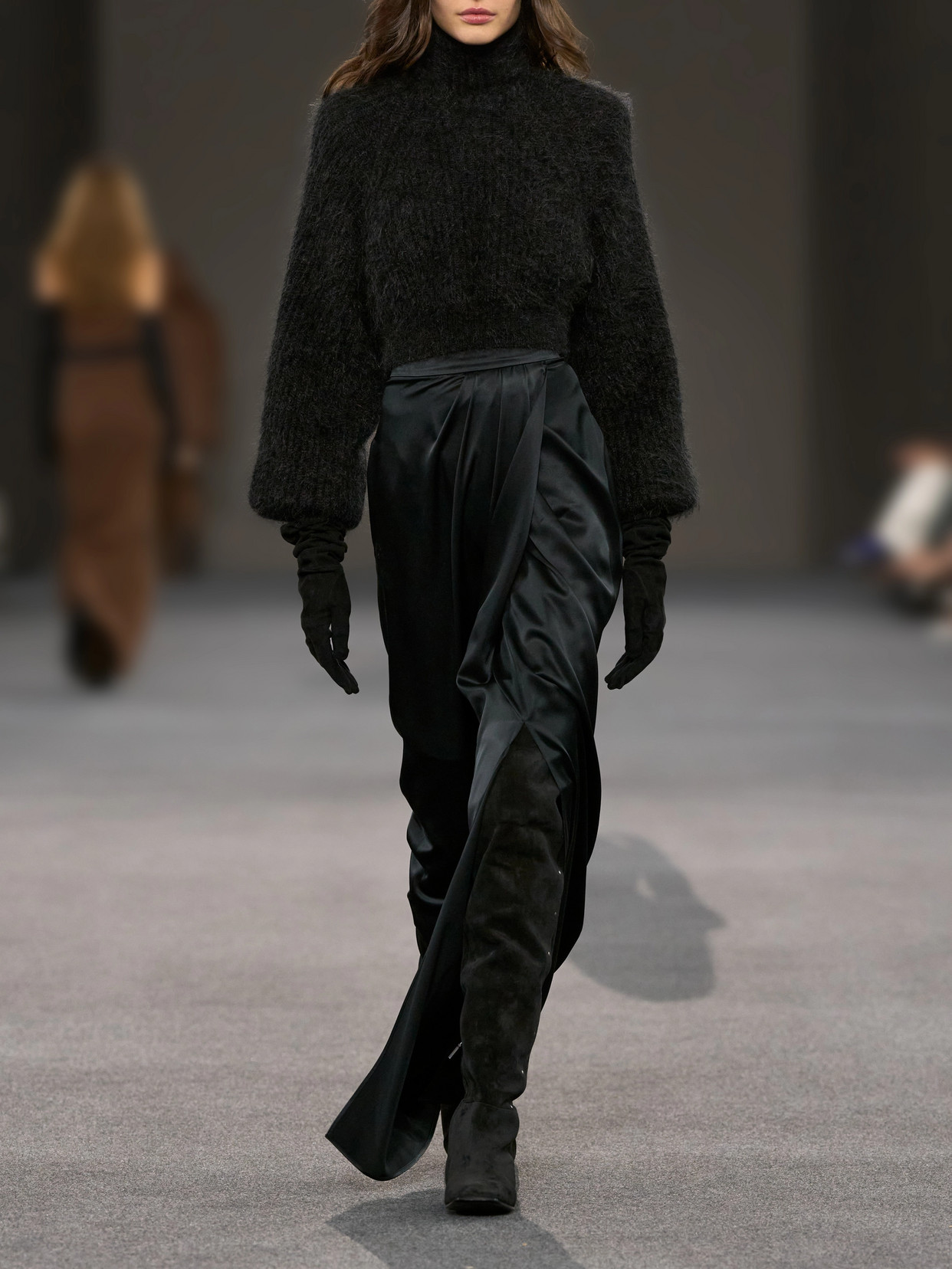 Adorno Open-Back Cropped Ribbed Mohair-Blend Turtleneck Sweater