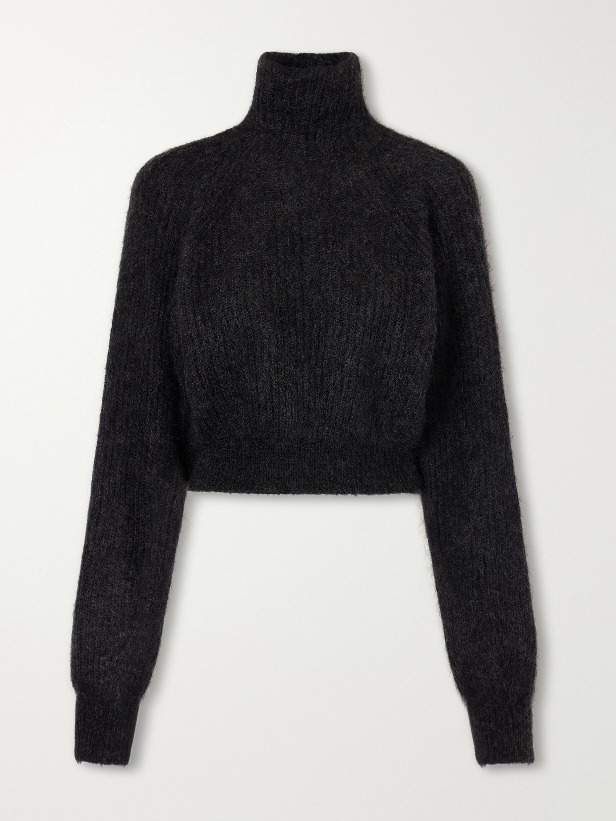 Adorno Open-Back Cropped Ribbed Mohair-Blend Turtleneck Sweater