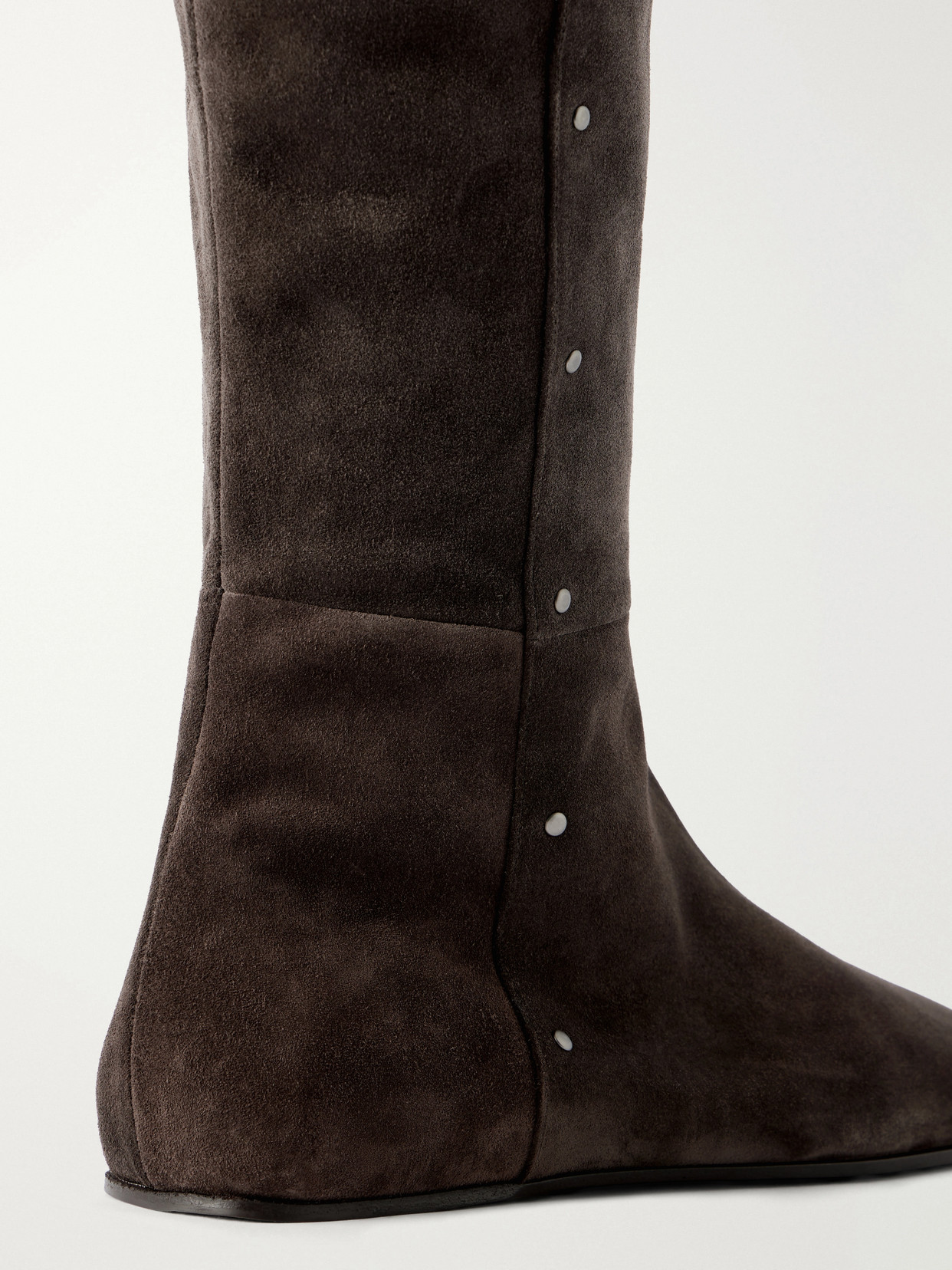 Maspietra Studded Paneled Suede Over-The-Knee Boots