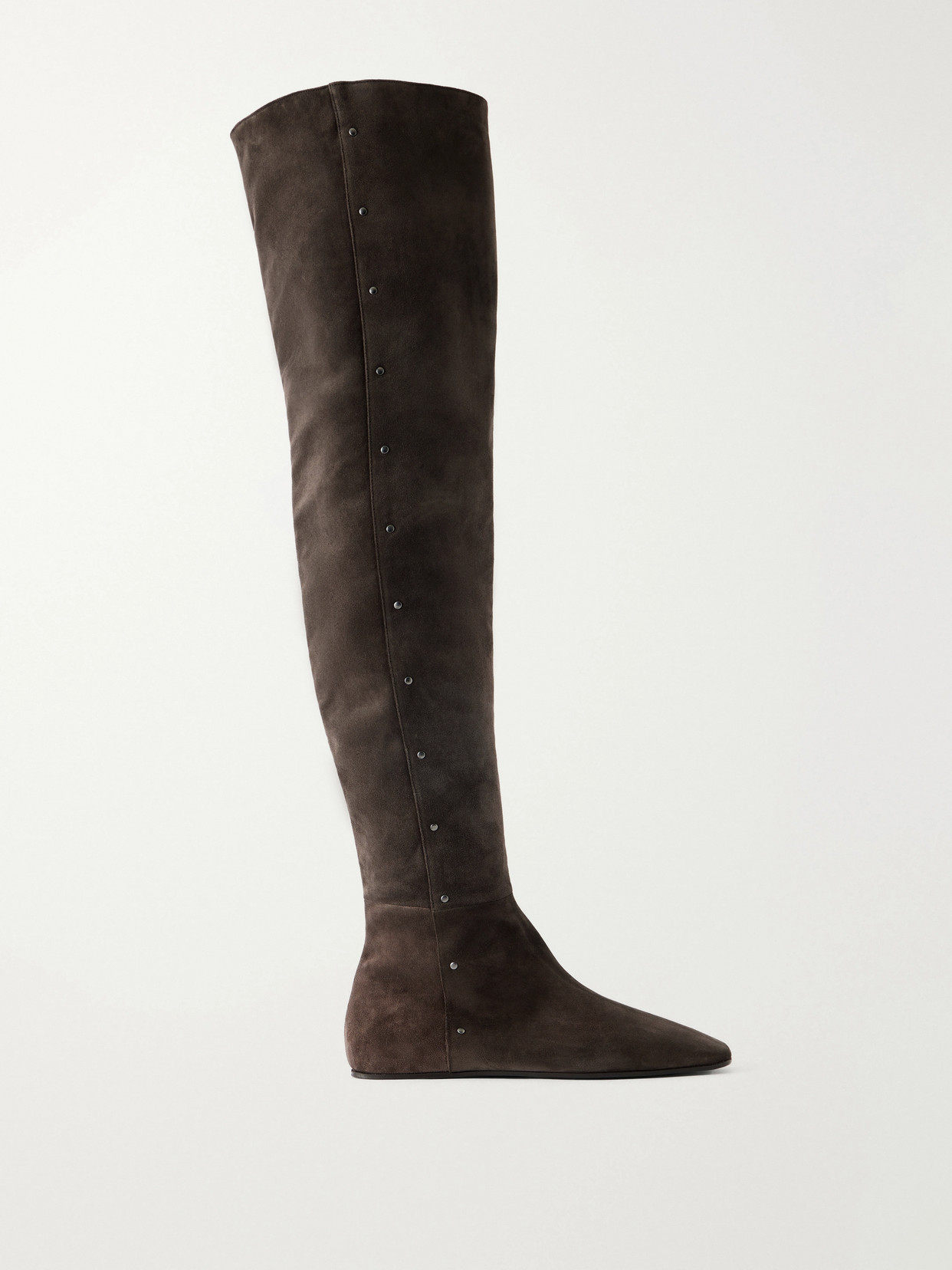 Max Mara Maspietra Studded Paneled Suede Over-the-knee Boots In Black
