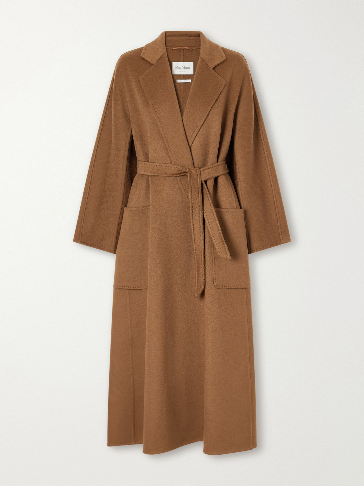 Trenna Belted Cashmere-Flannel Coat