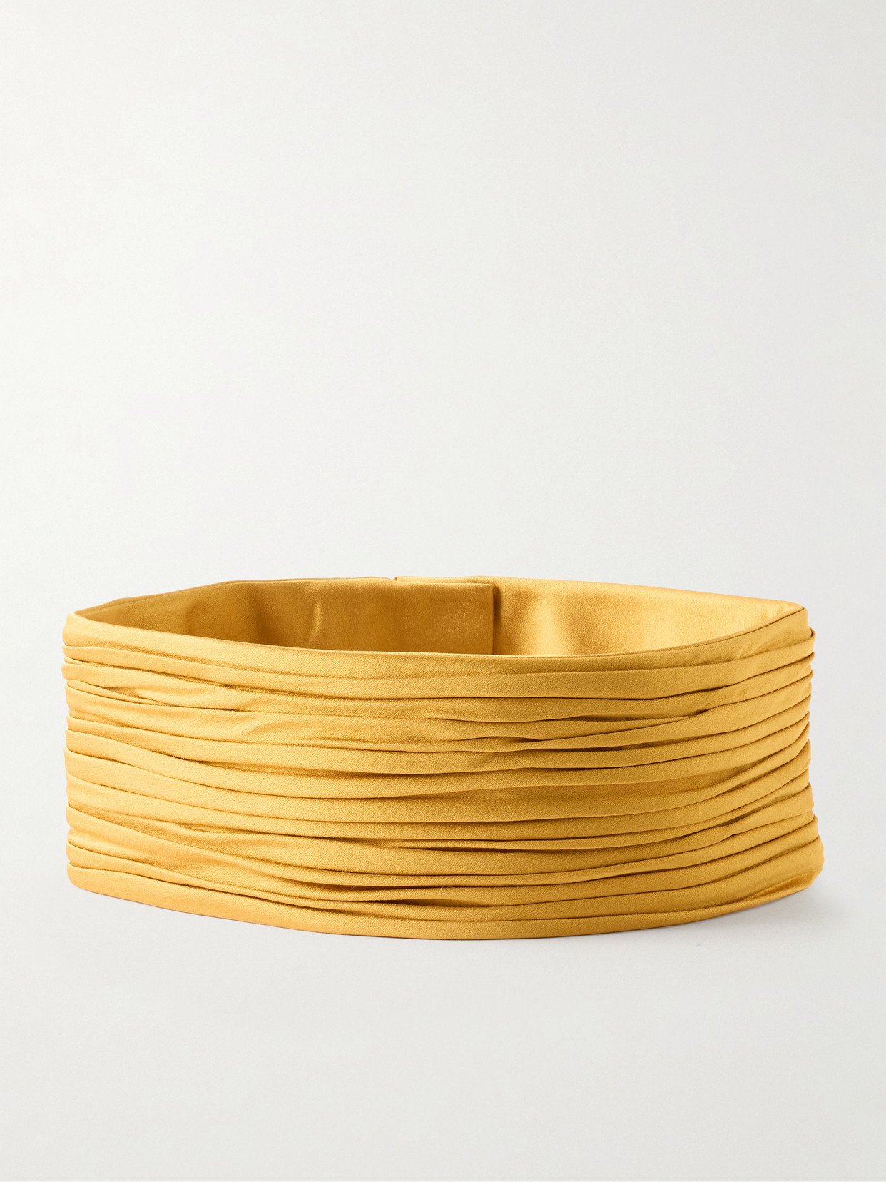 Valentino Garavani Plissé Satin Belt In Yellow