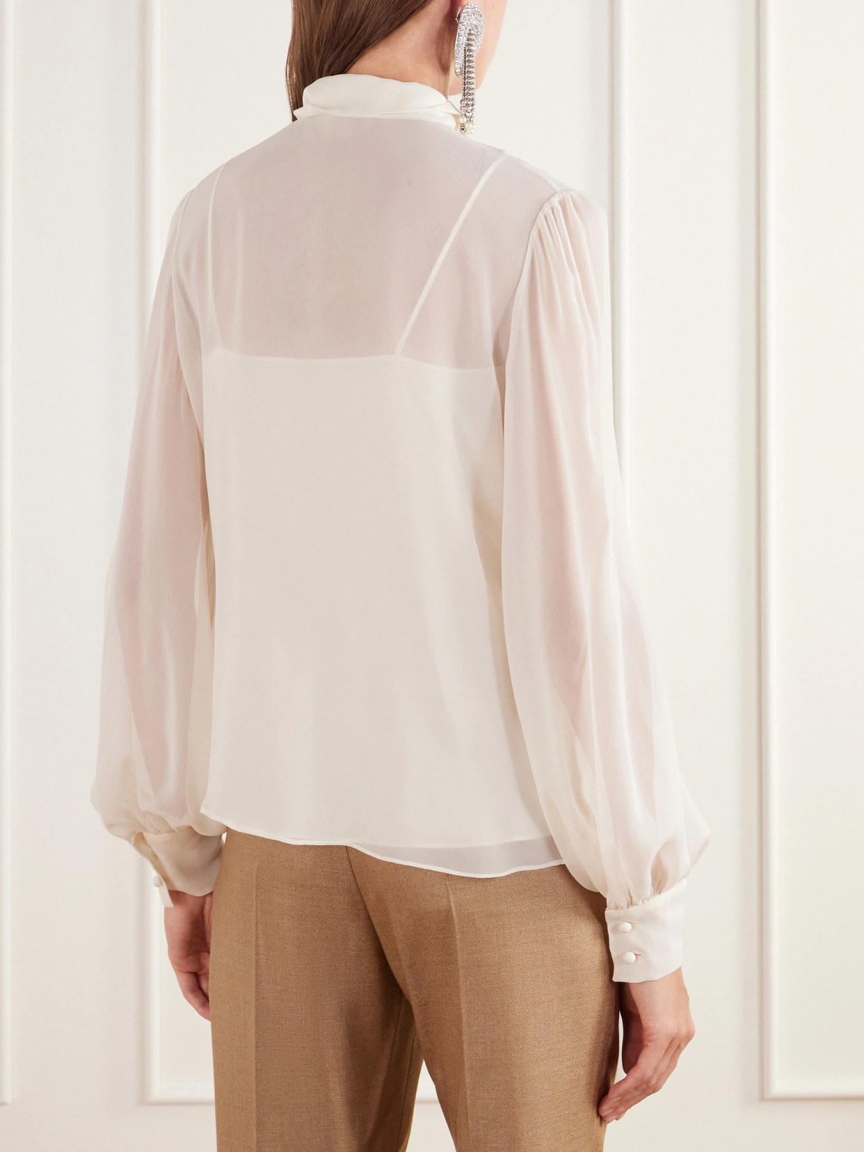 Garavani - Bow-Detailed Silk-Georgette Blouse