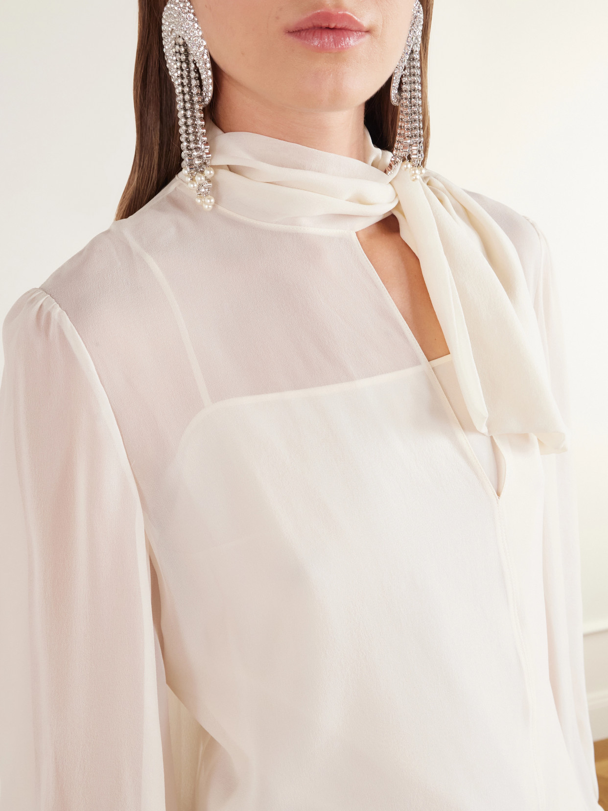 Garavani - Bow-Detailed Silk-Georgette Blouse