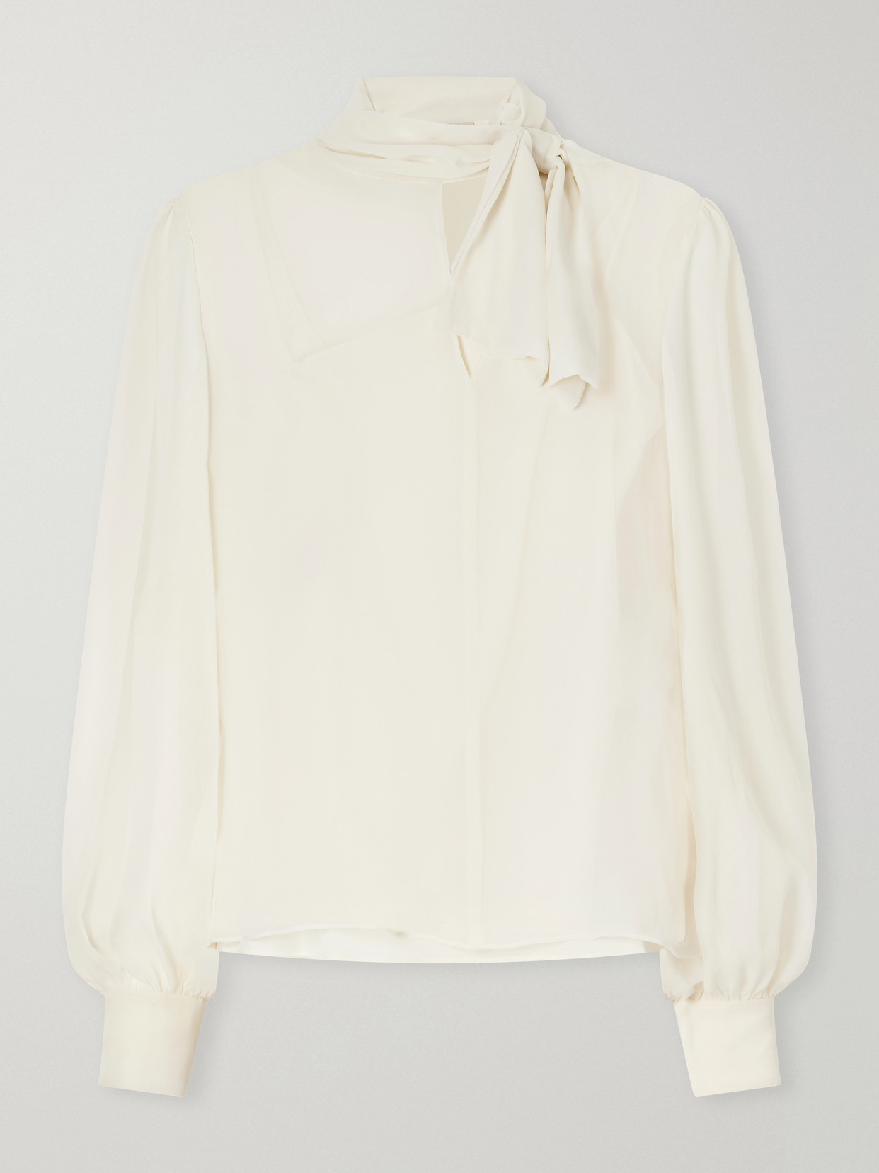 Garavani - Bow-Detailed Silk-Georgette Blouse
