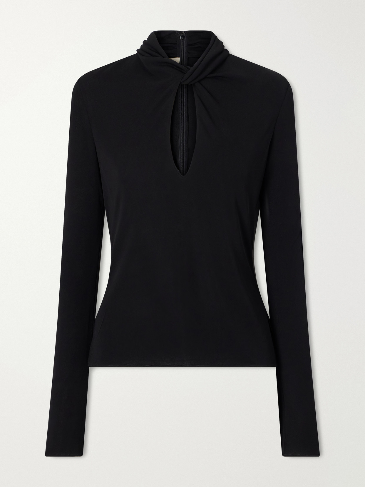 Valentino Knotted Crepe-jersey Blouse In Black