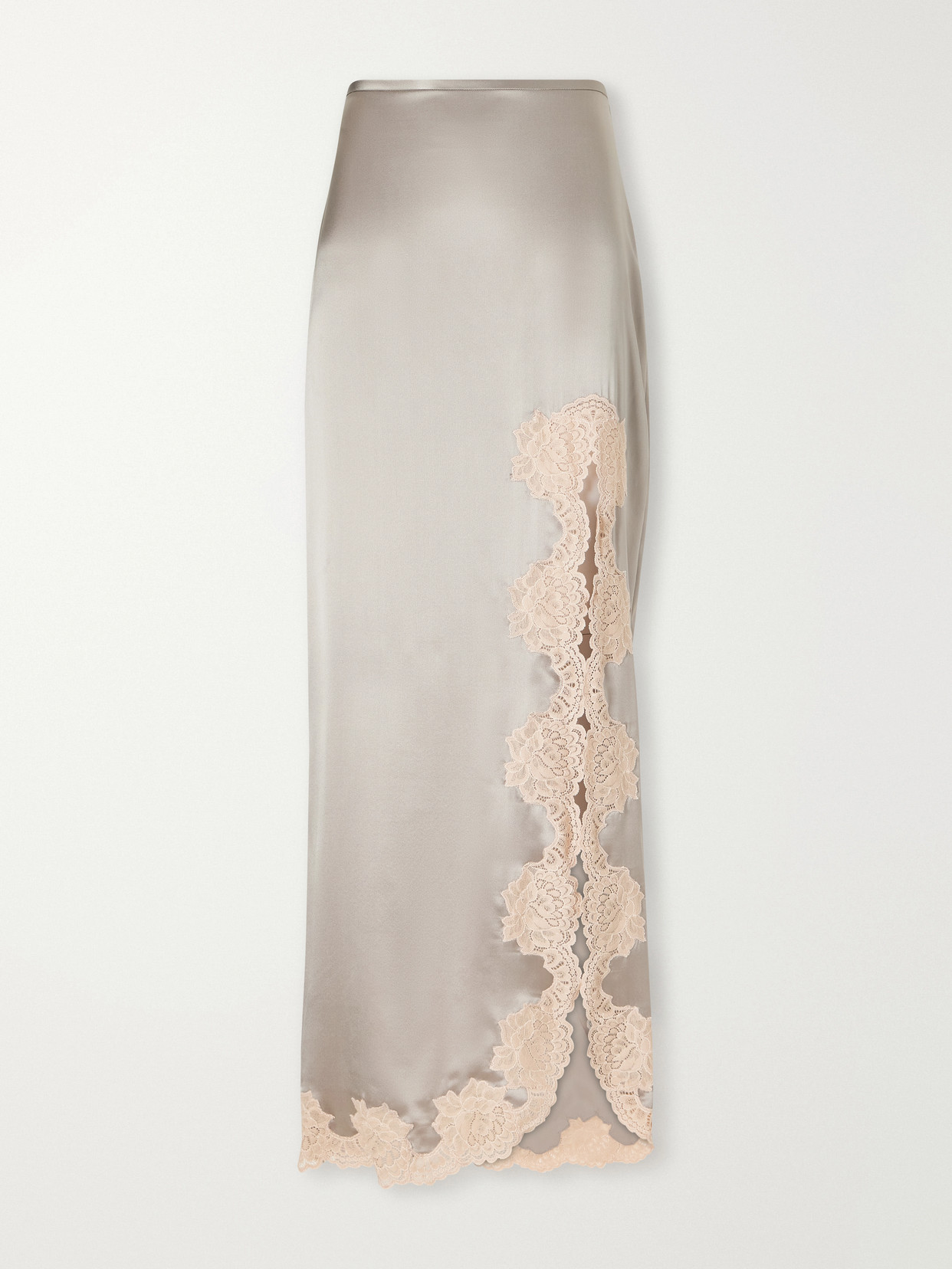 Garavani - Lace-Trimmed Silk-Satin Midi