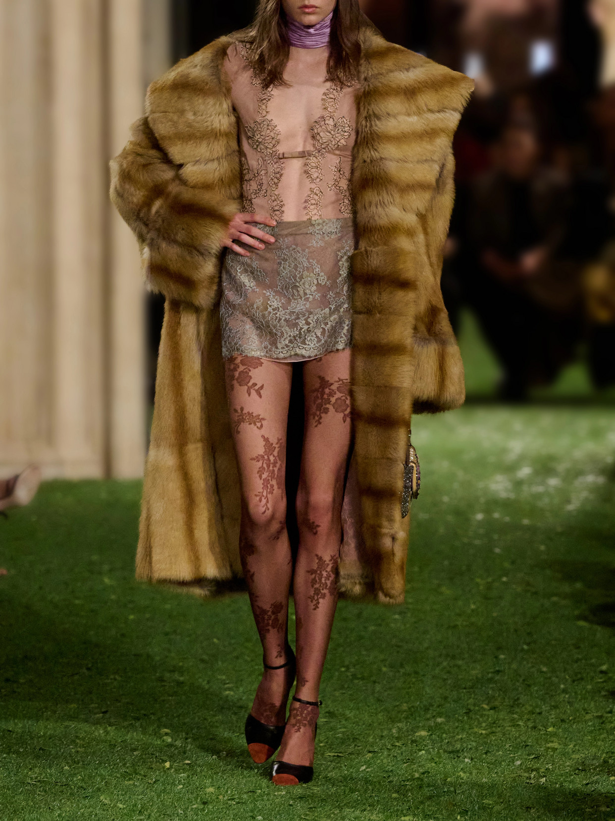Garavani - Metallic Lace-Trimmed Mini