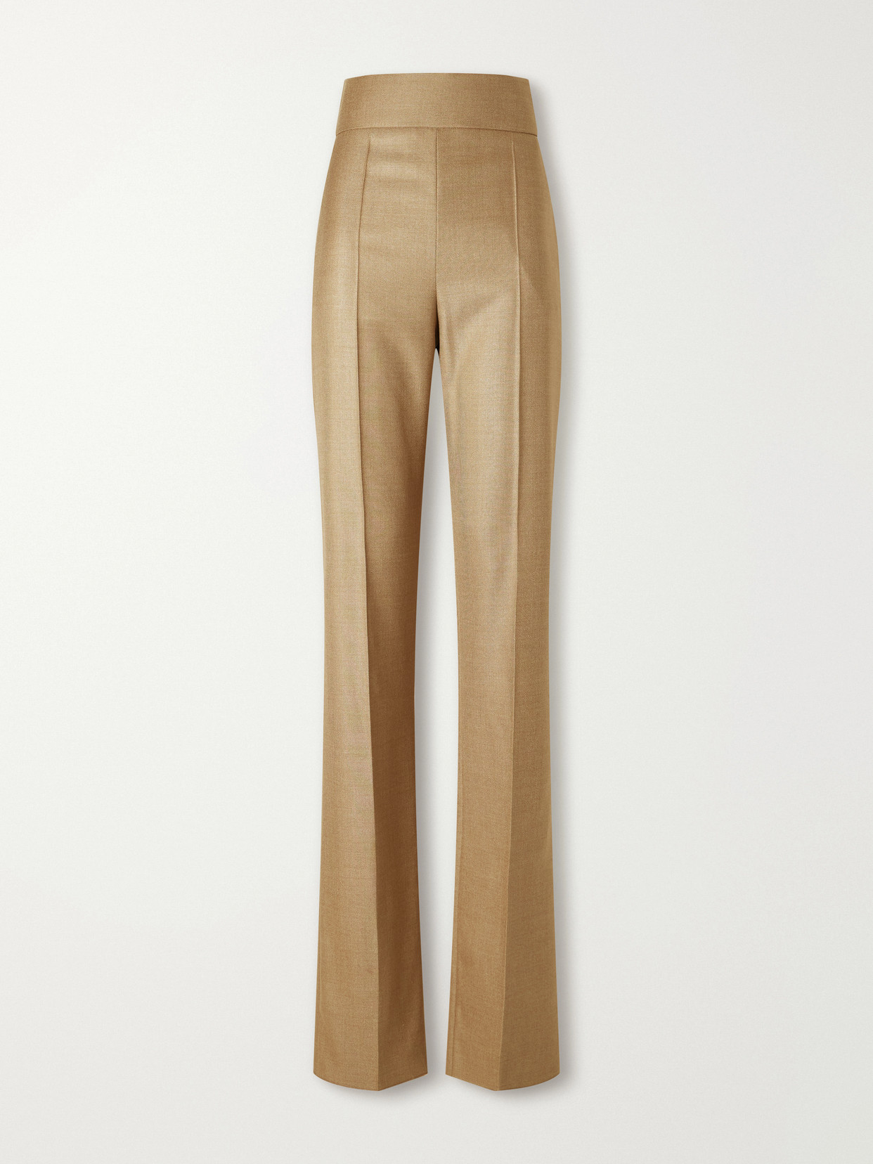 Valentino Wool And Silk-blend Straight-leg Pants In Gold