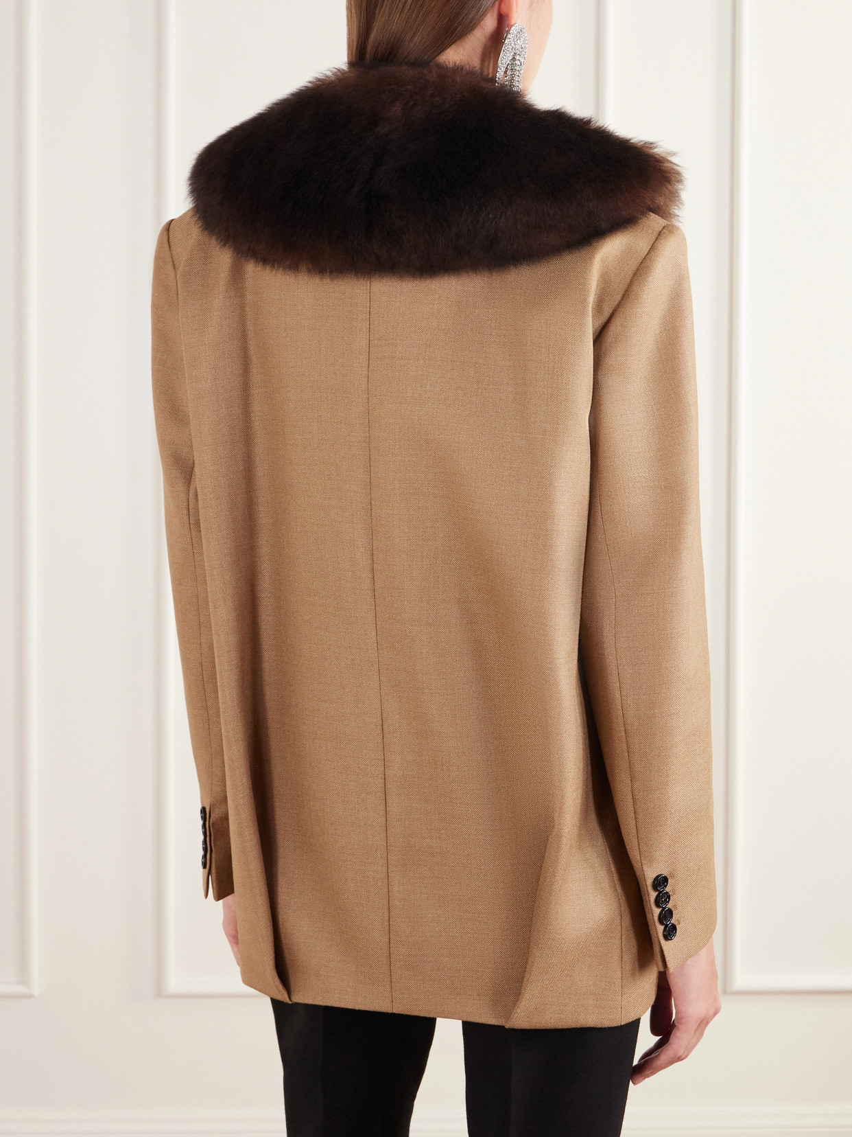 Garavani - Shearling-Trimmed Grain De Poudre Wool And Silk-Blend Jacket
