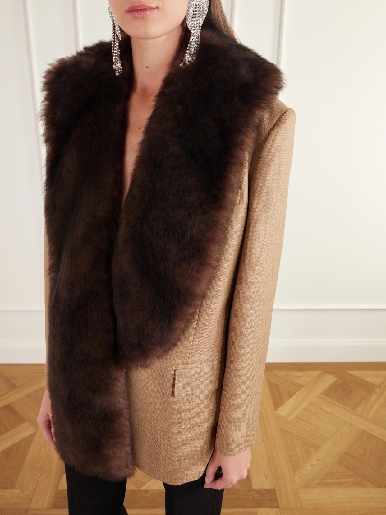 Garavani - Shearling-Trimmed Grain De Poudre Wool And Silk-Blend Jacket