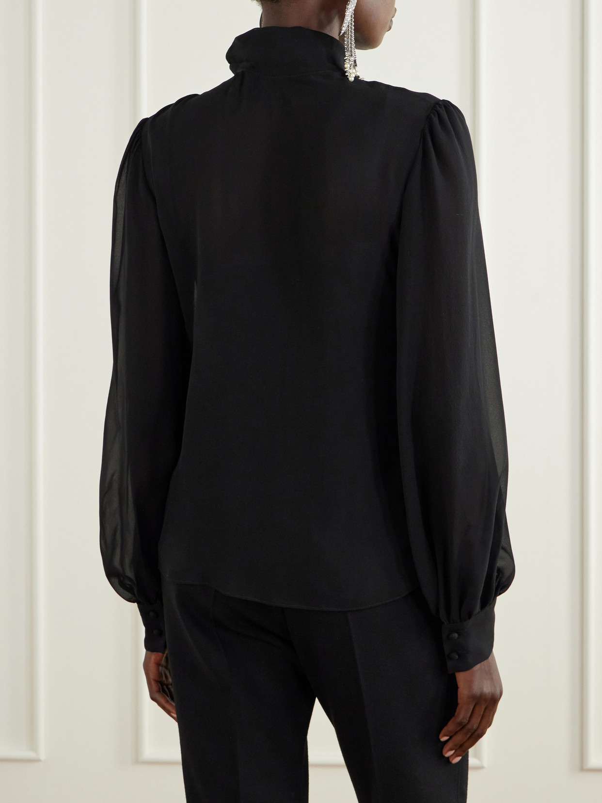 Garavani - Bow-Detailed Silk-Georgette Blouse