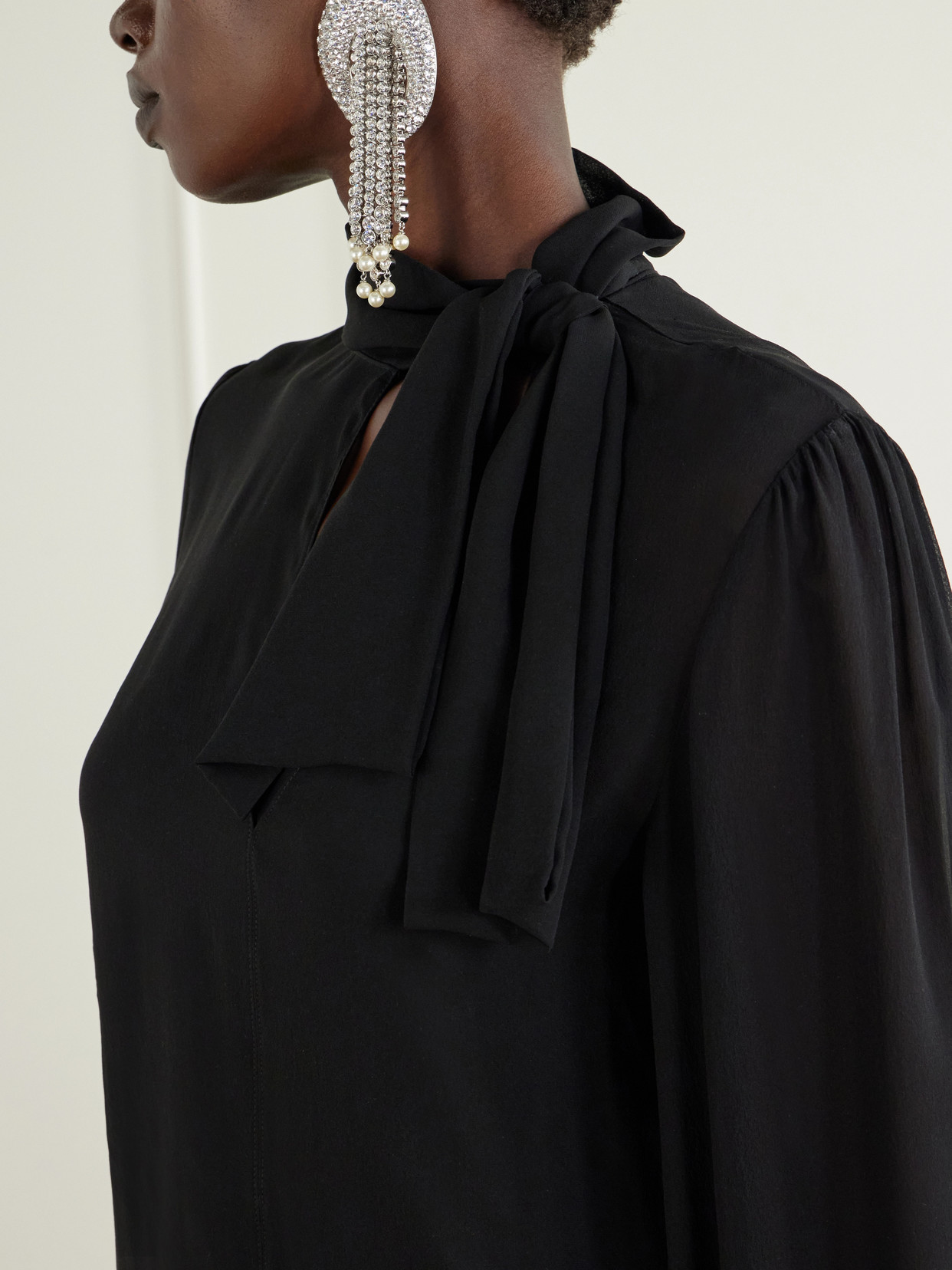 Garavani - Bow-Detailed Silk-Georgette Blouse