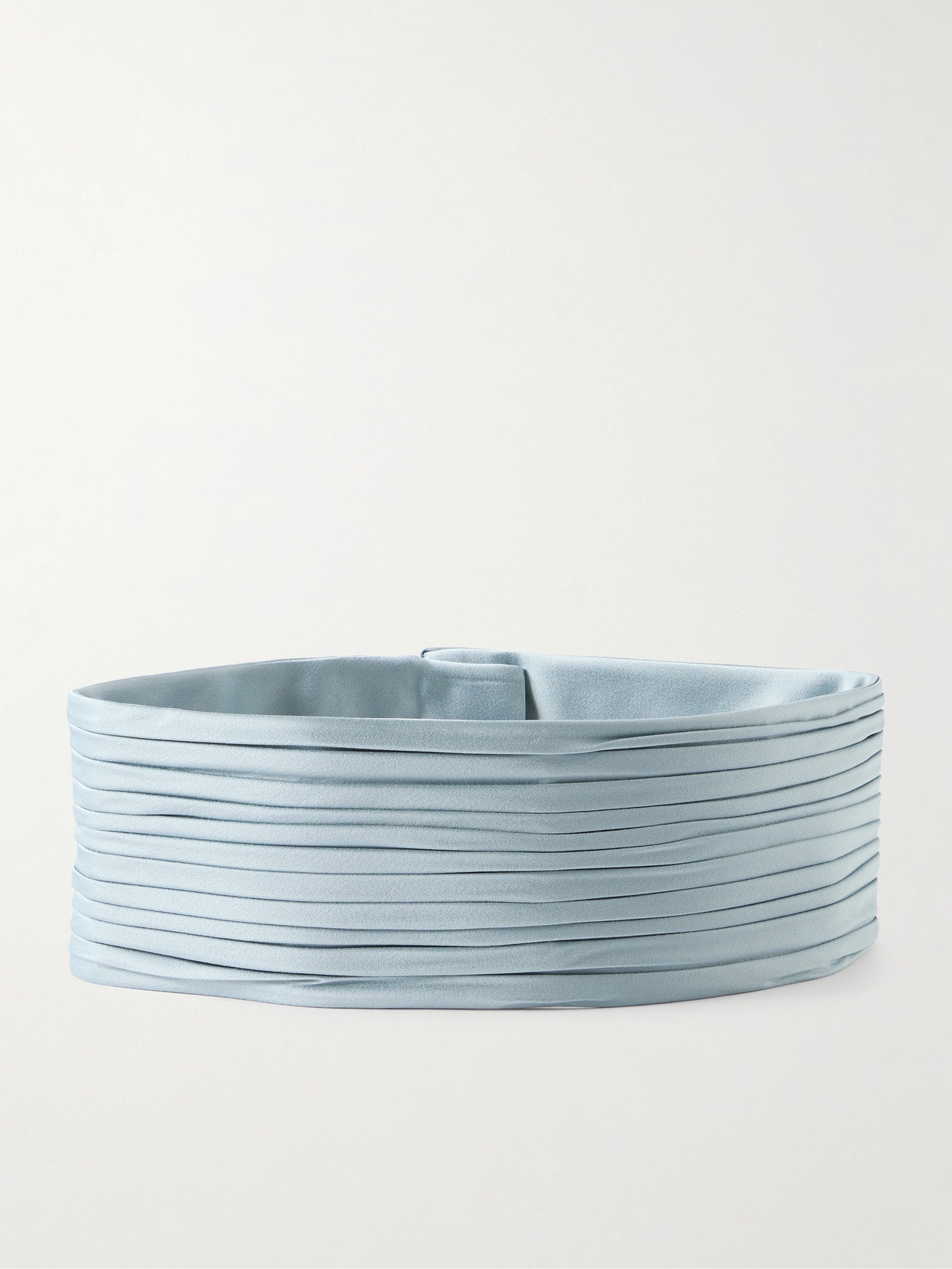 Valentino Garavani Plissé Satin Belt In Blue