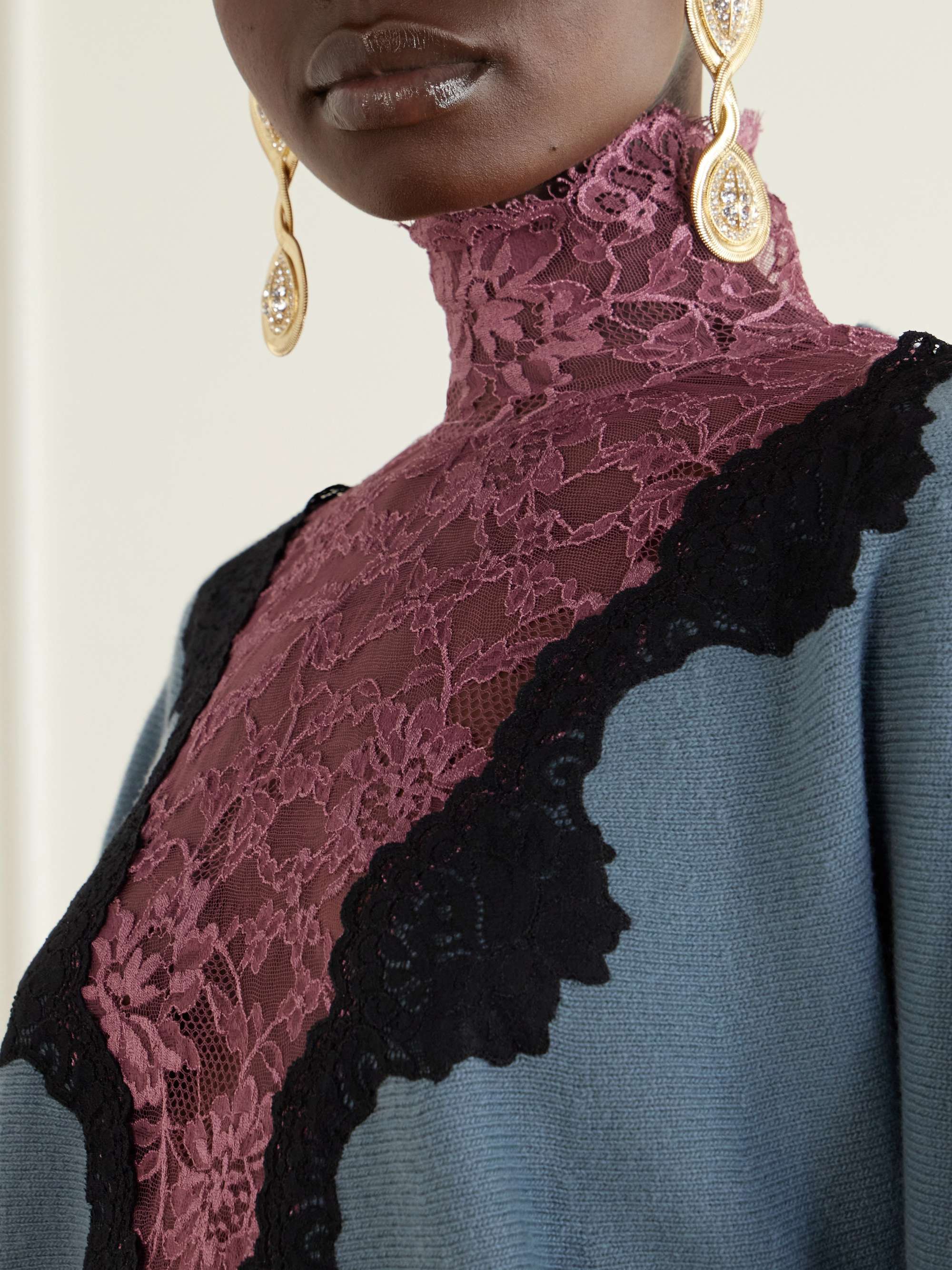 VALENTINO GARAVANI Lace-trimmed wool sweater | NET-A-PORTER