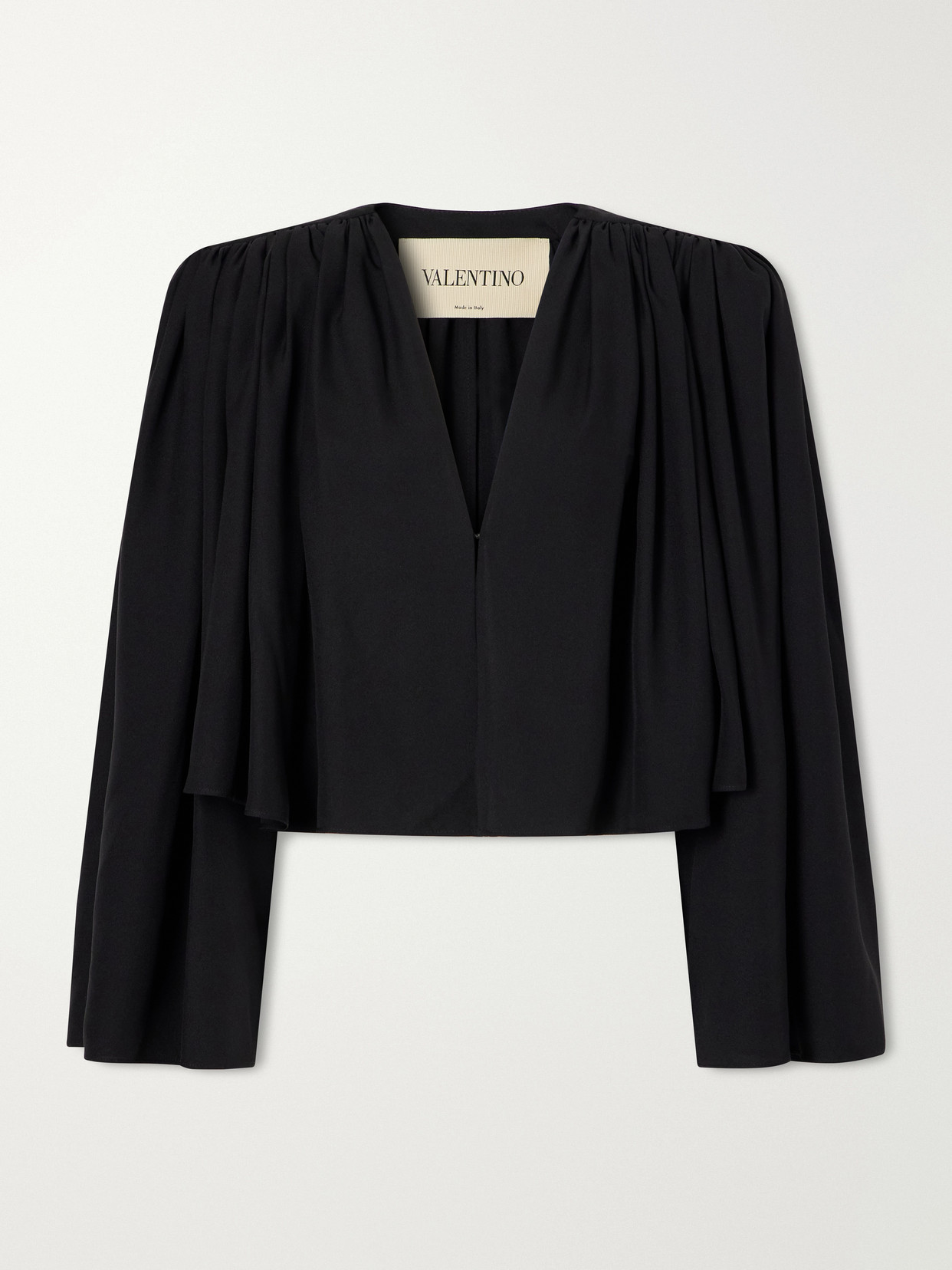 Valentino Silk-crepe Crop Jacket In Transparent