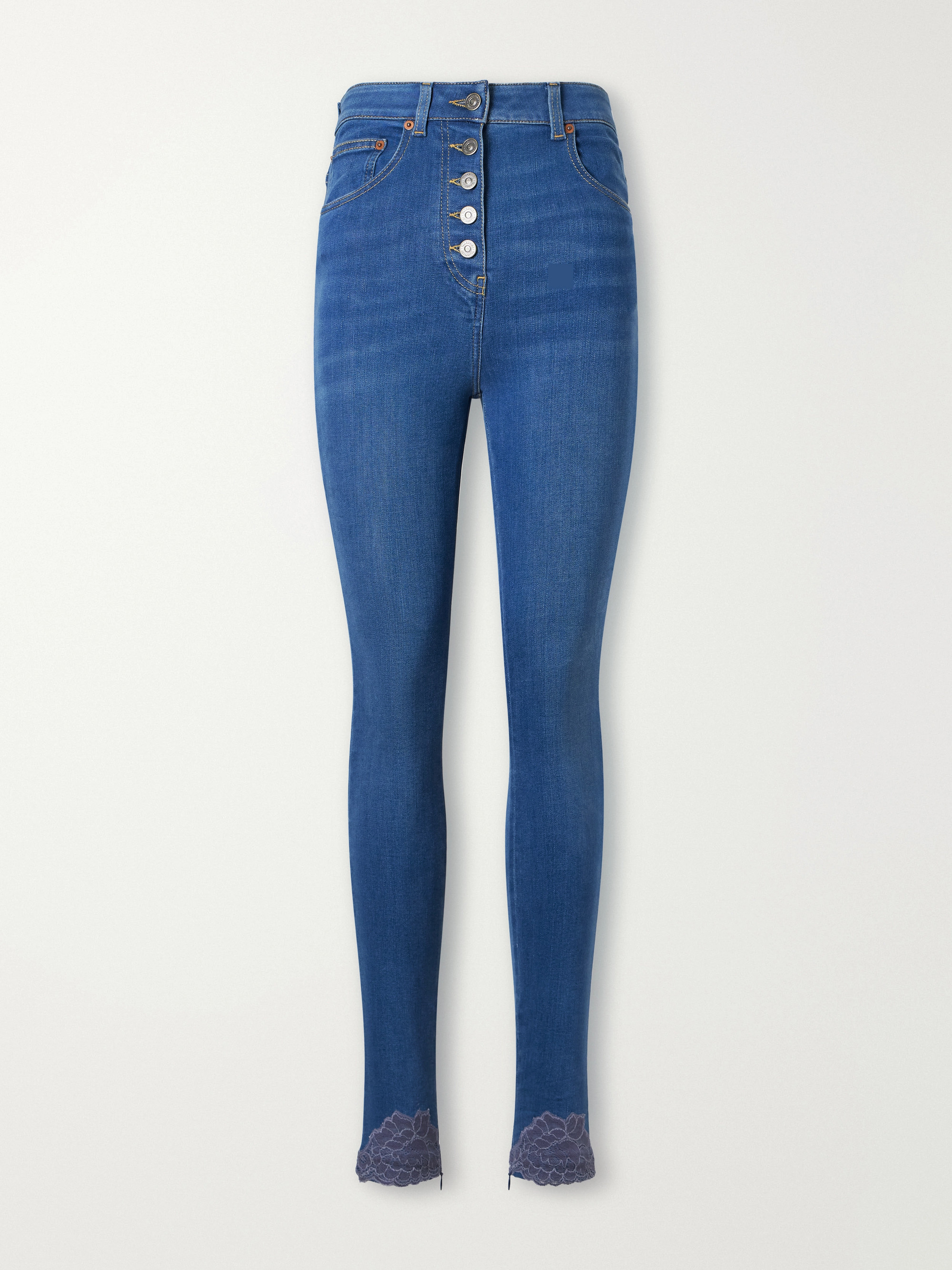 Valentino Garavani Lace-trimmed high-rise skinny jeans