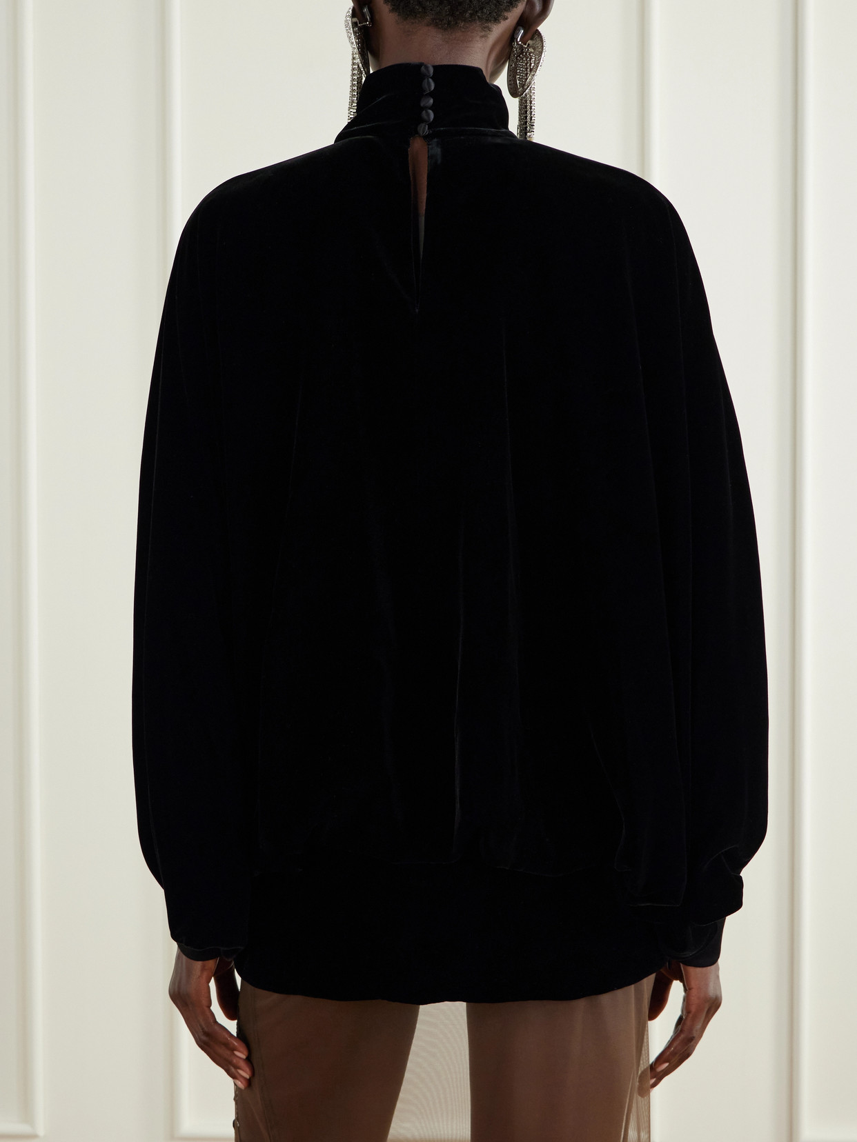 Garavani - Tiered Gathered Velvet Blouse