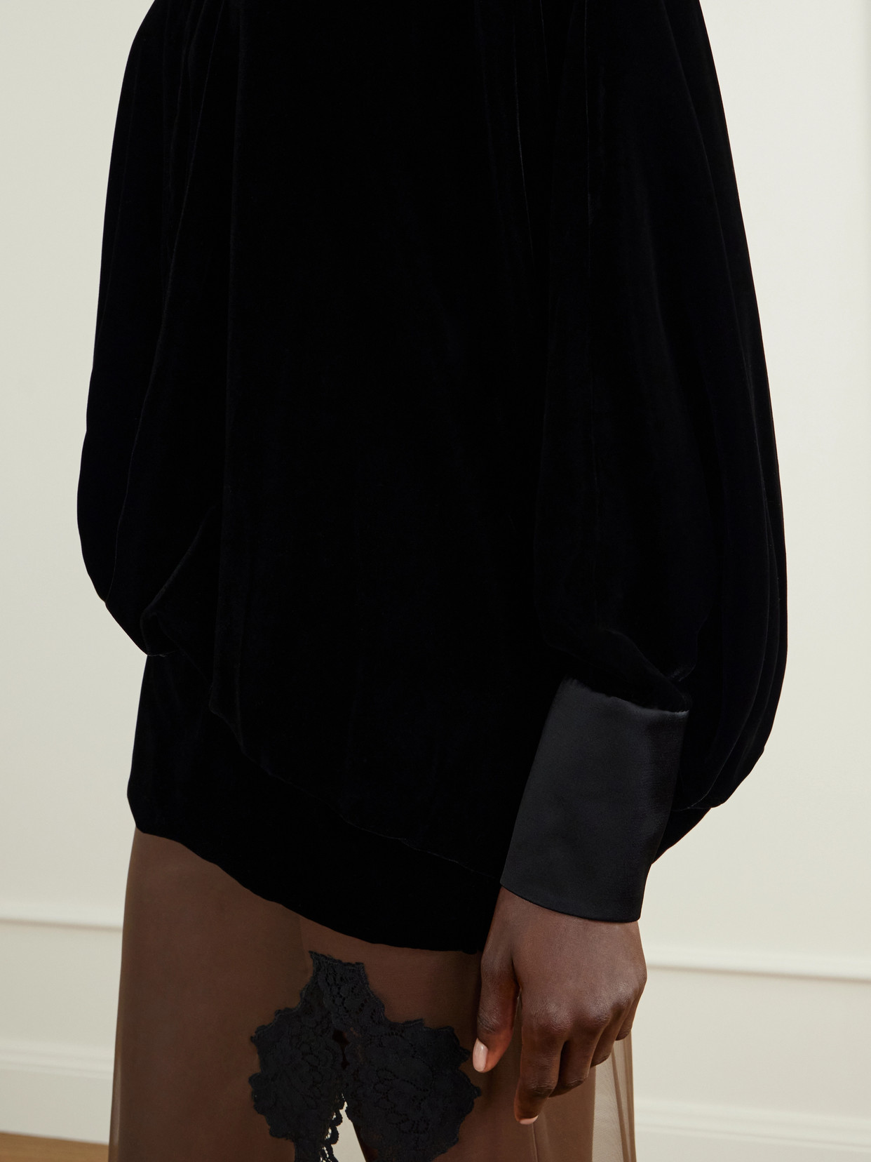 Garavani - Tiered Gathered Velvet Blouse