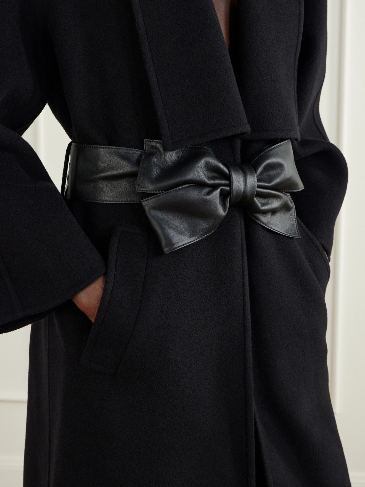 Garavani - Belted Leather-Trimmed Wool And Cashmere-Blend Coat