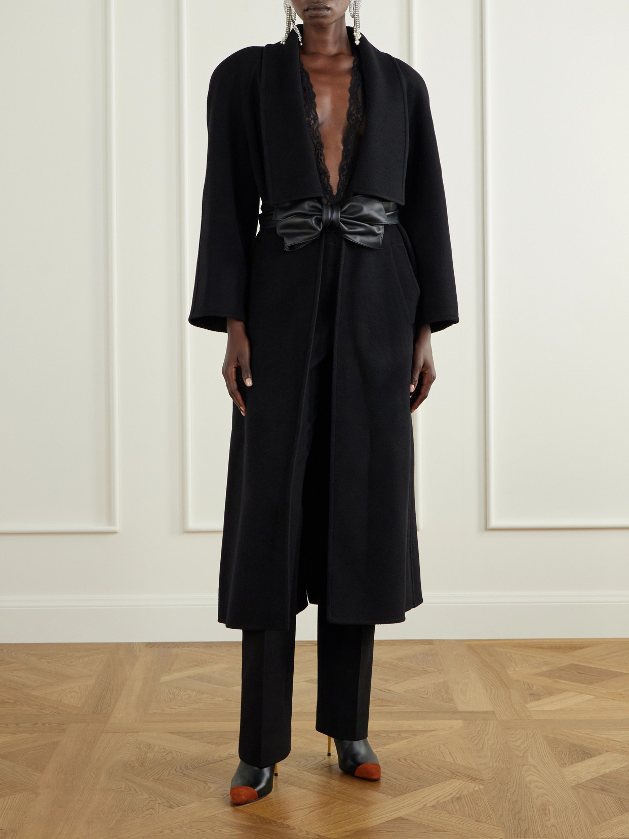 Garavani - Belted Leather-Trimmed Wool And Cashmere-Blend Coat