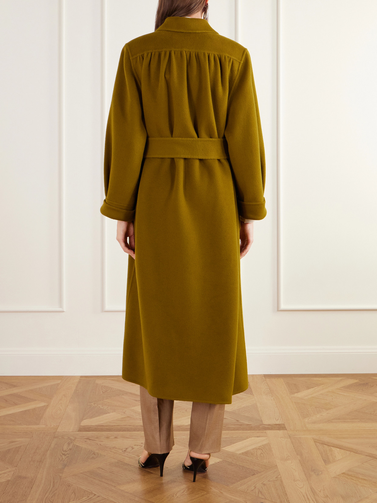 Garavani - Belted Gathered Felted Wool And Cashmere-Blend Coat