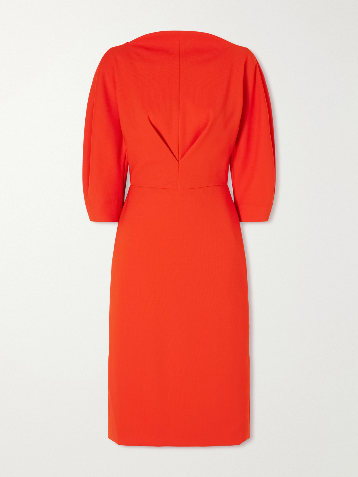 Carolina Herrera Sheath Cinched Stretch-wool Midi Dress In Red