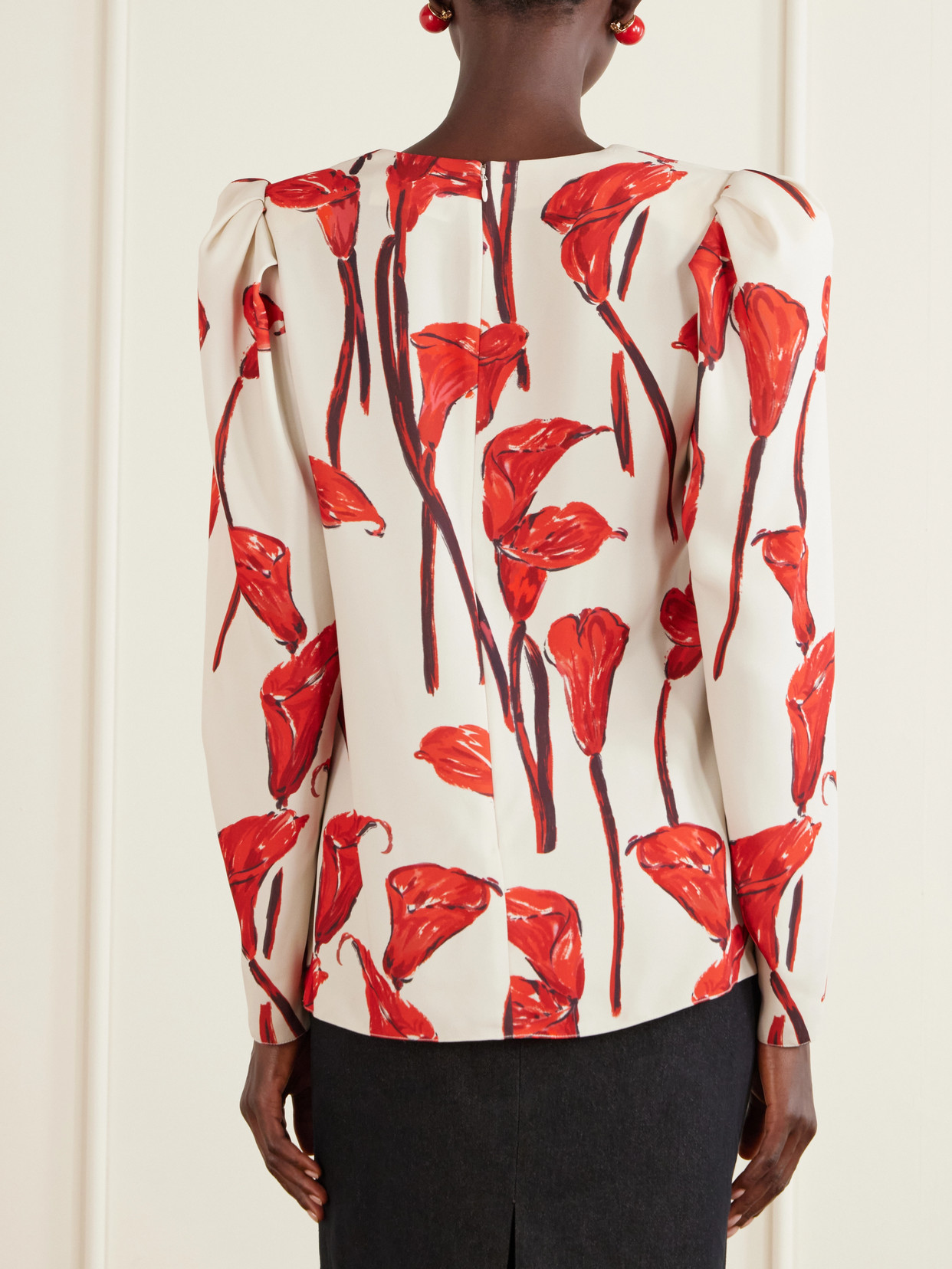 Floral-Print Cady Blouse