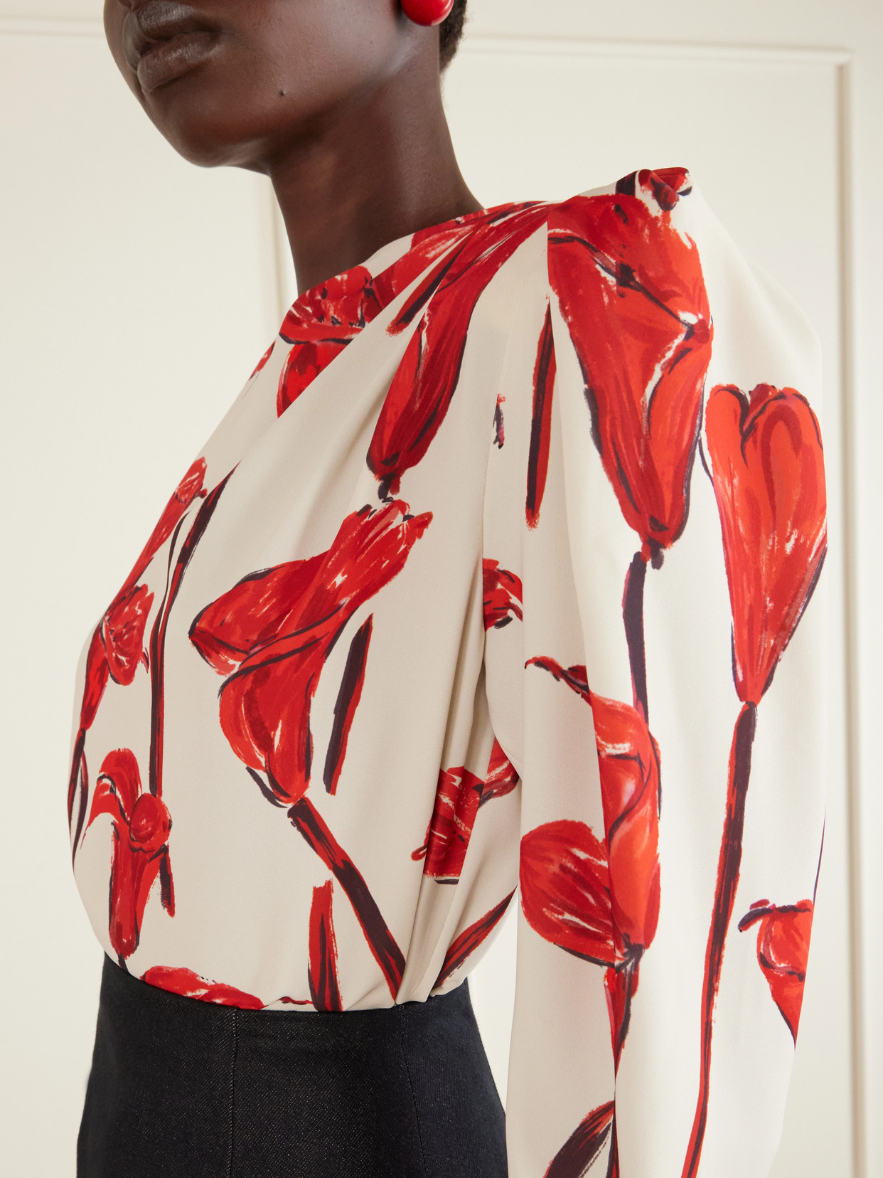Floral-Print Cady Blouse
