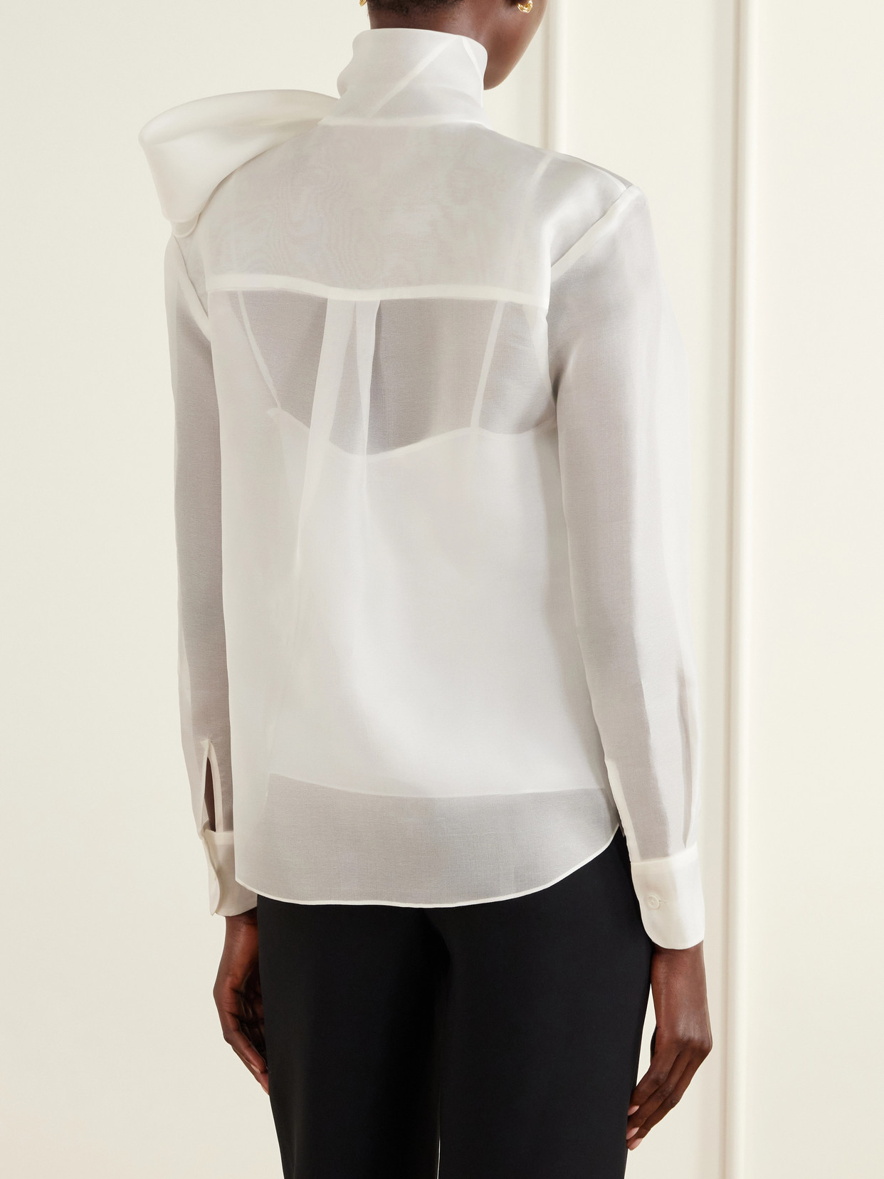 Pussy-Bow Silk-Organza Blouse