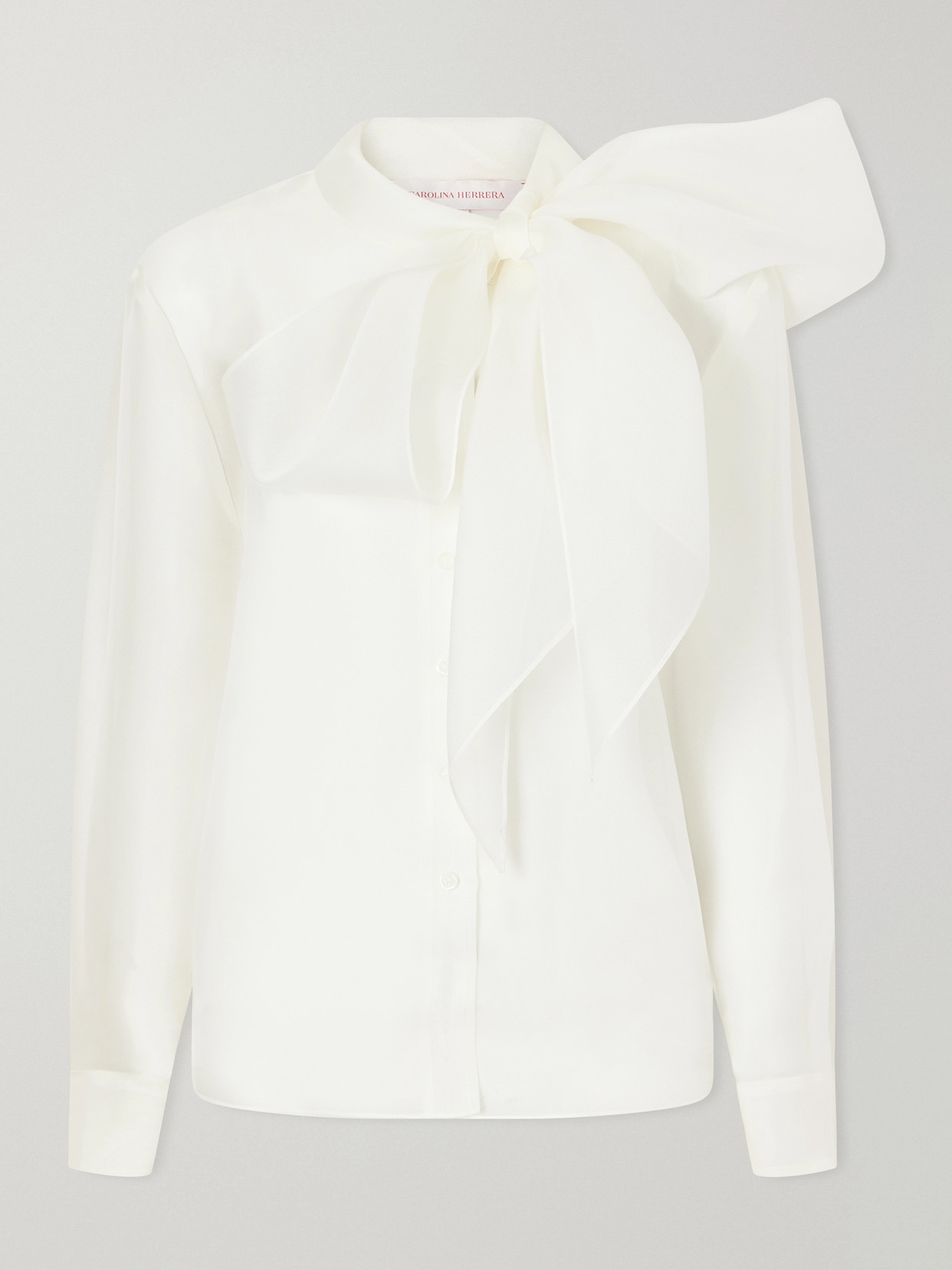 Pussy-Bow Silk-Organza Blouse