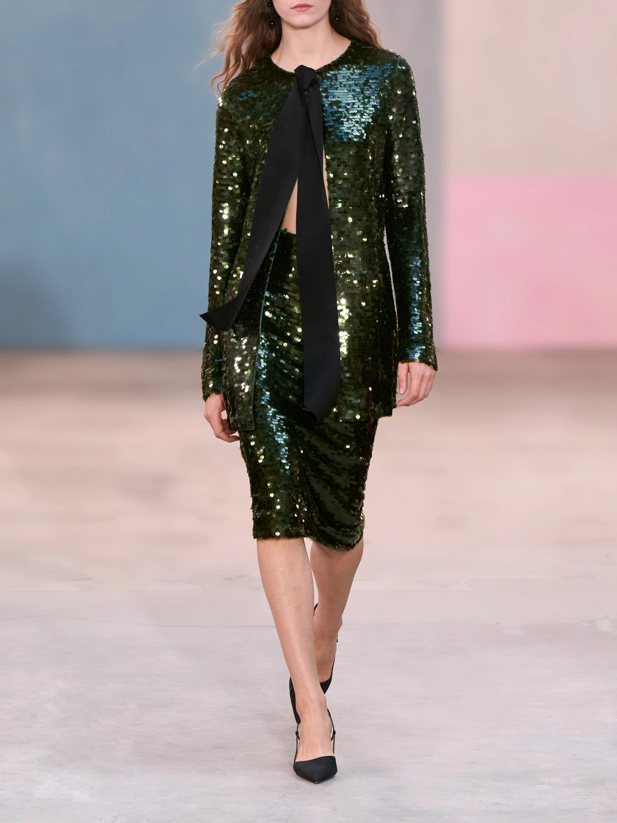 Sequined Knitted Knee-Length Skirt